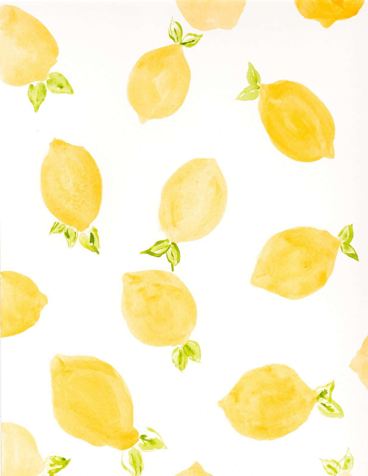 Aesthetic Lemon, vibrant watercolor lemons, green stems, HD Phone Wallpaper