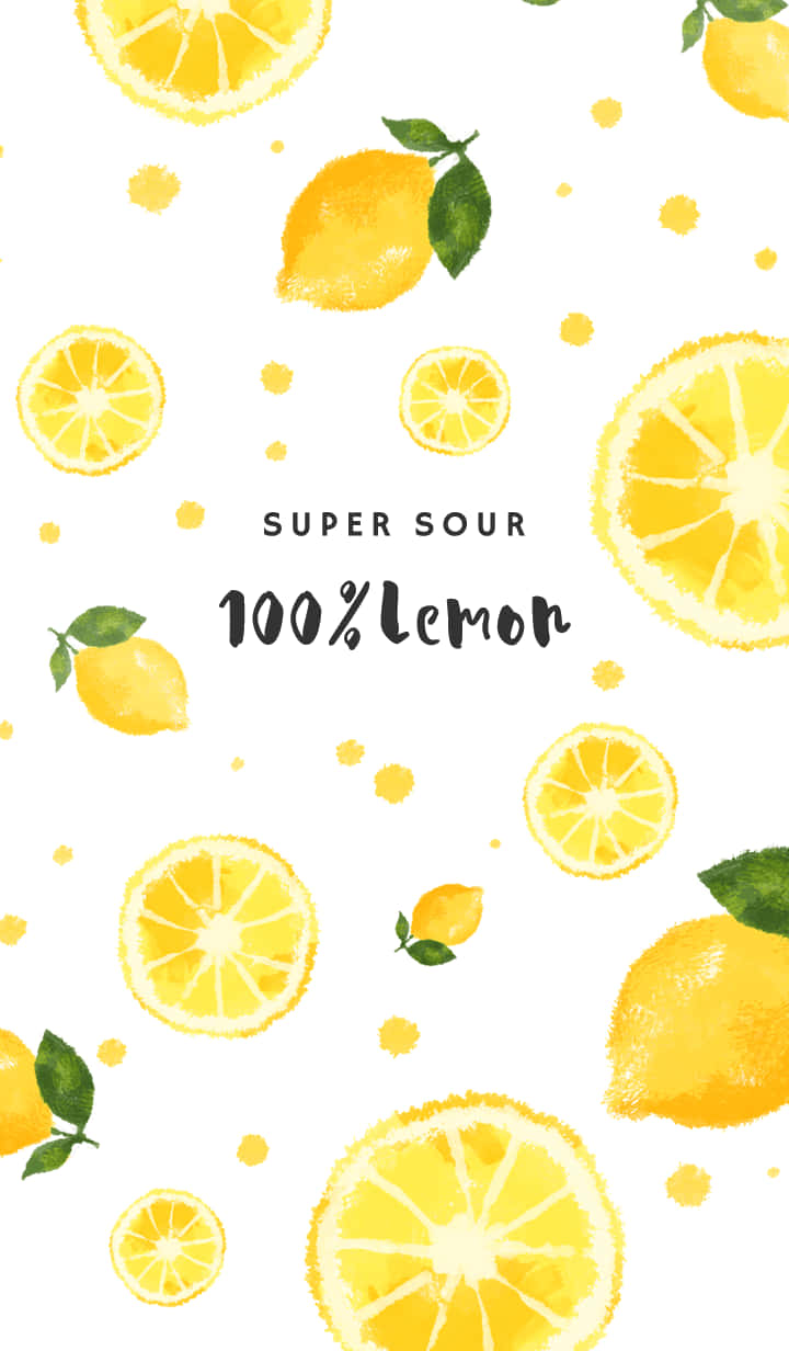 Aesthetic Lemon, vibrant watercolor lemons, white background, SD Phone Wallpaper