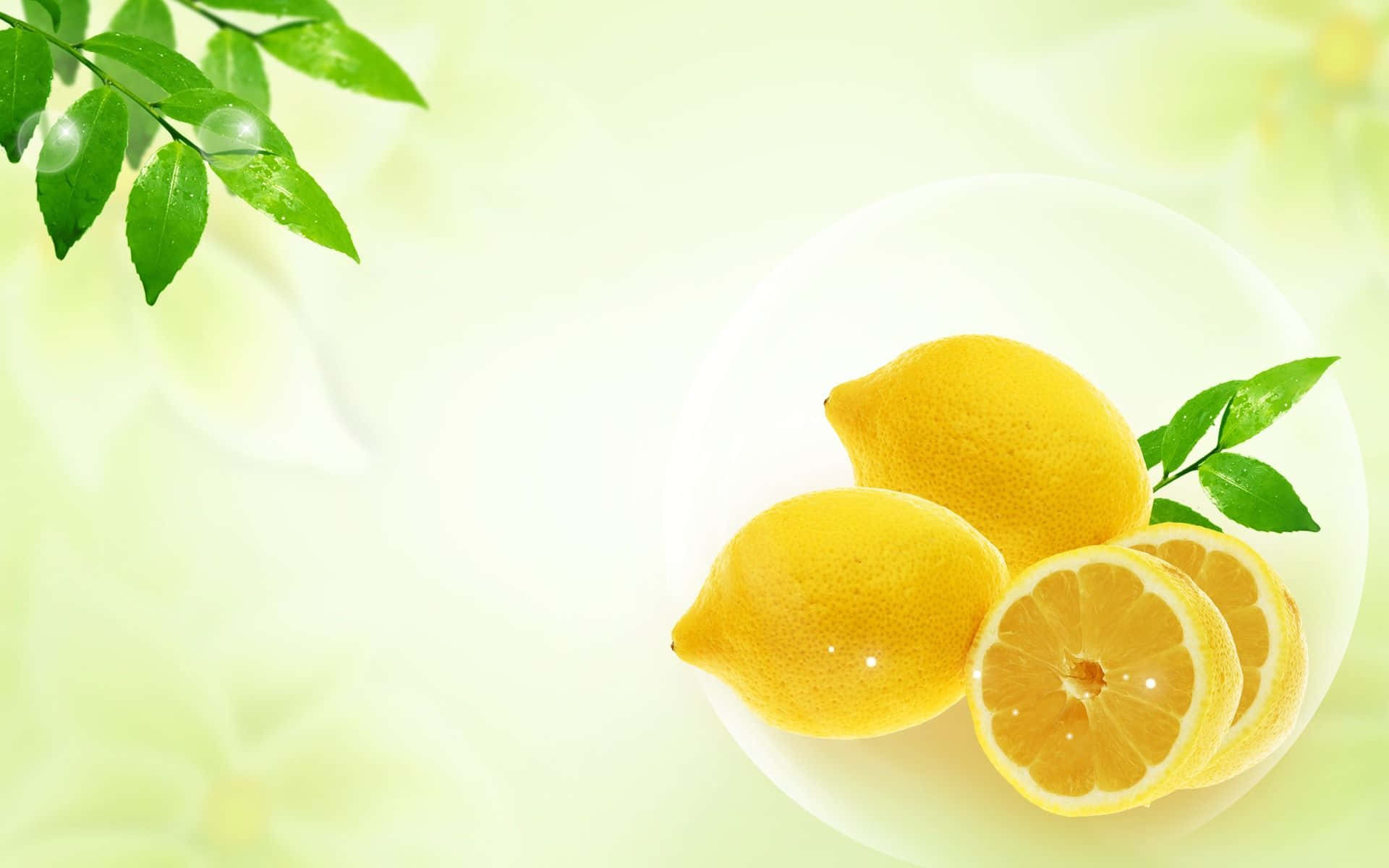 Aesthetic Lemon, lemon, green leaves, Full HD Desktop Wallpaper