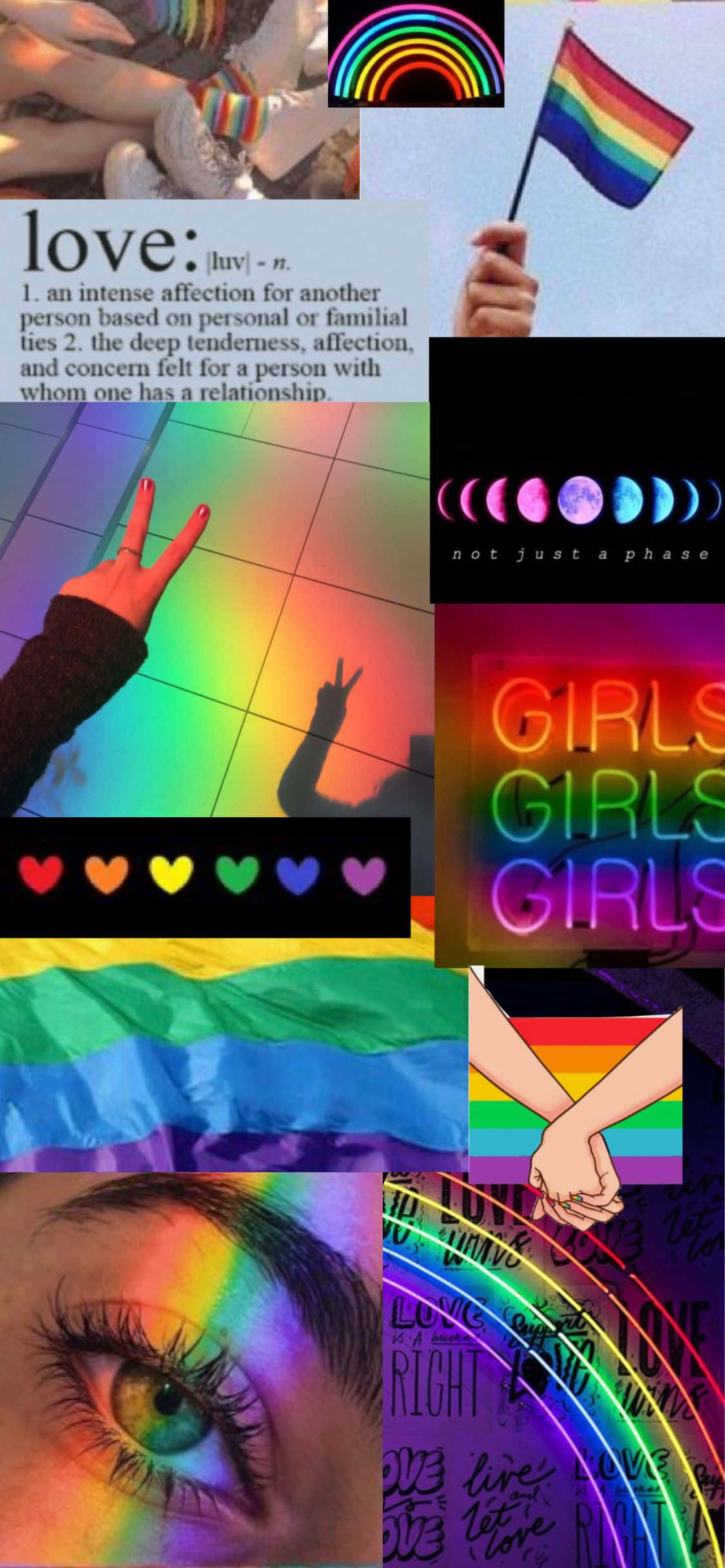 Aesthetic LGBT Rainbow, rainbow flags, heart symbols, Full HD Phone Wallpaper