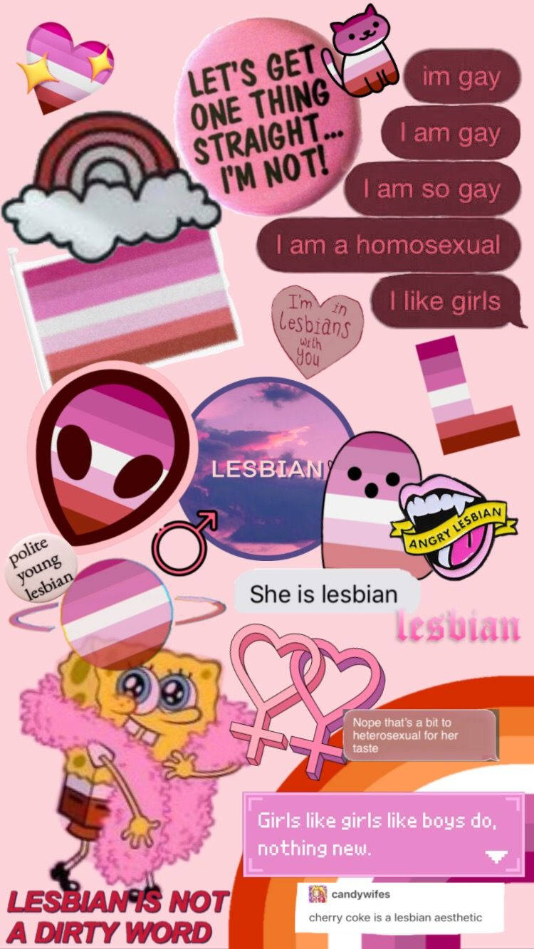 lesbian pride symbols, cartoon characters, humorous text bubbles, HD Phone Wallpaper