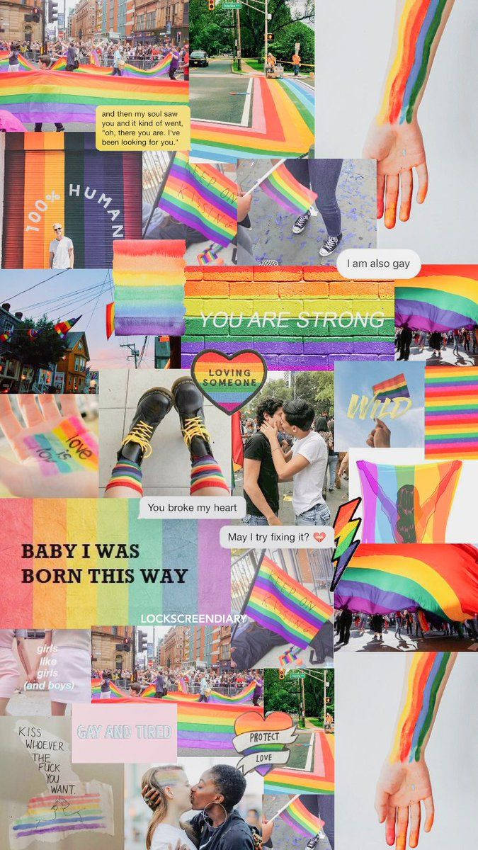 rainbow pride flags, hands adorned with rainbow paint, LGBTQ+ love, SD Phone Wallpaper