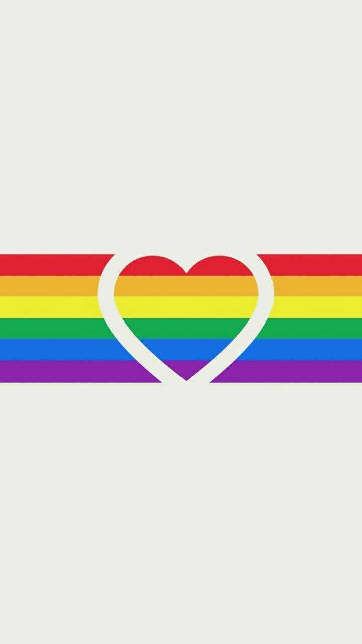 rainbow stripes, light gray background, minimalist heart outline, HD Phone Wallpaper