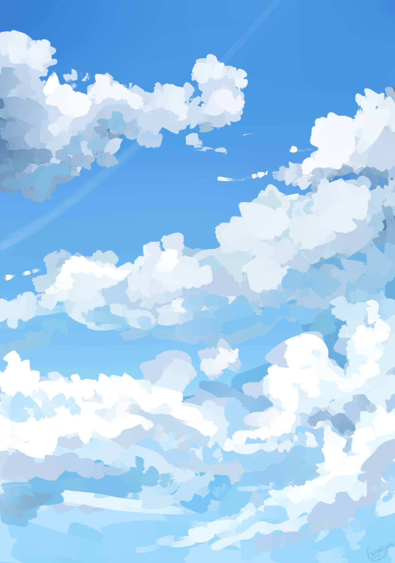 realistic cloud painting, aesthetic light blue, vibrant blue sky, HD Phone Wallpaper