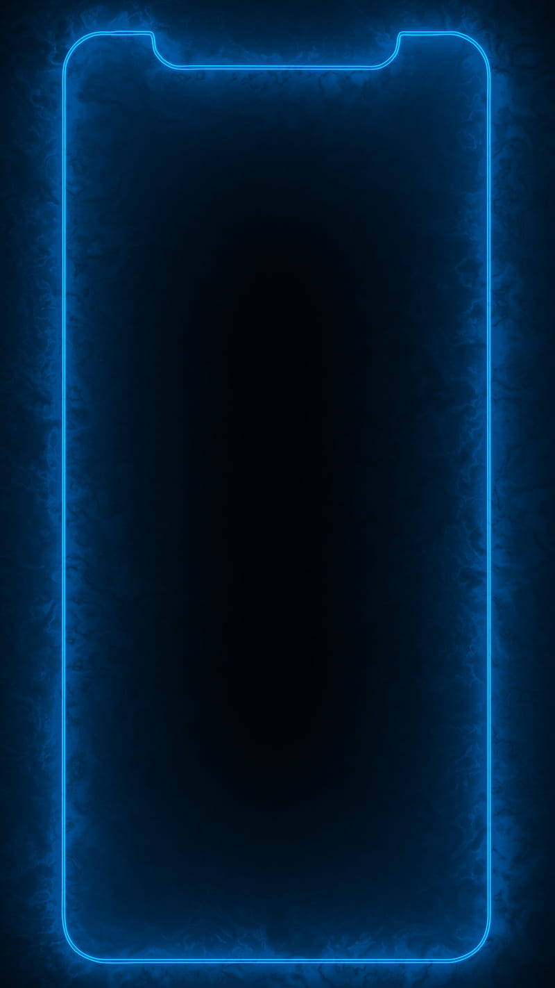 neon blue, smartphone frame, glowing blue, HD Phone Wallpaper