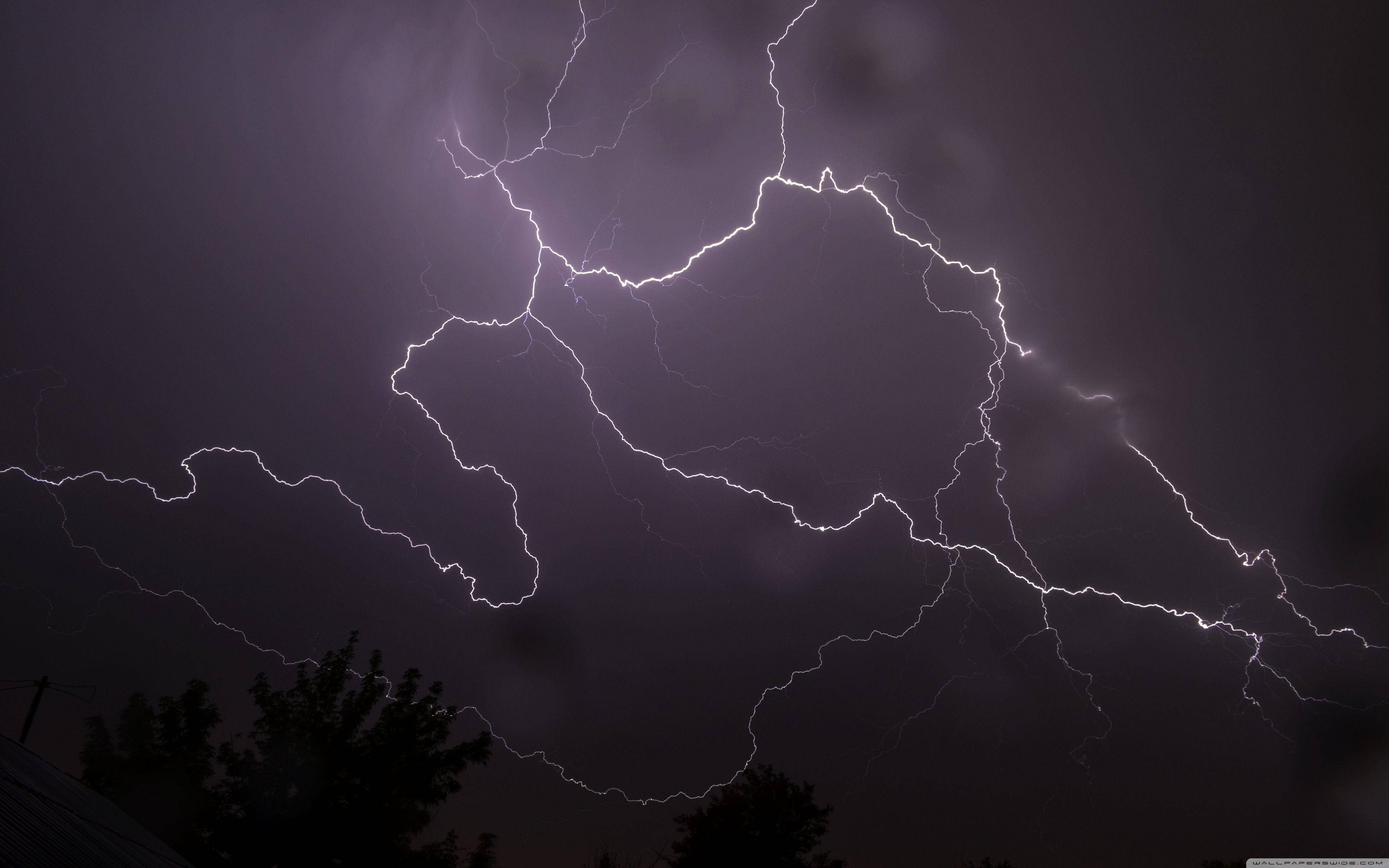 Aesthetic Lightning, lightning bolt, stormy sky, 4K Desktop Wallpaper