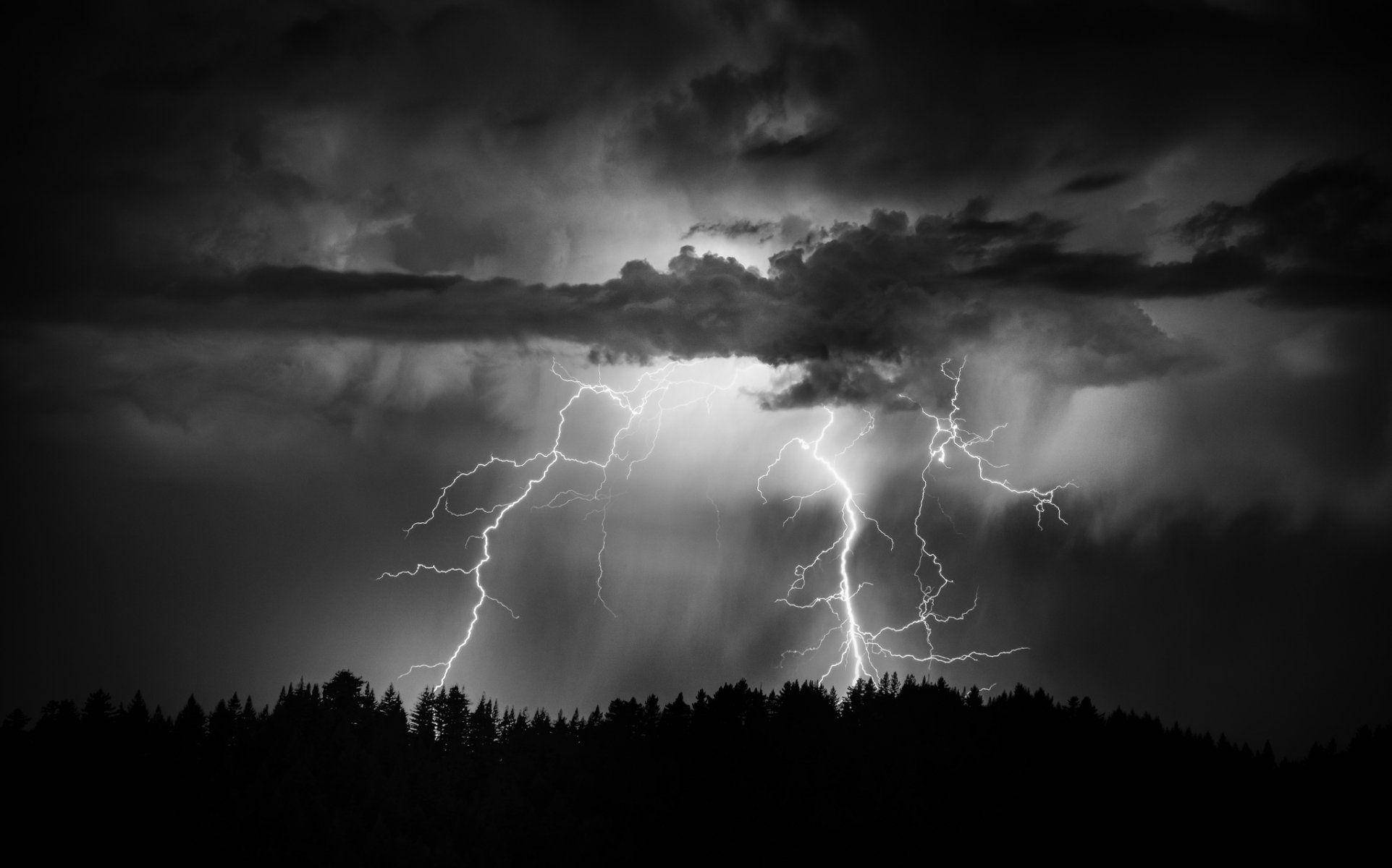 Aesthetic Lightning, lightning storm, dark clouds, Full HD Desktop Wallpaper