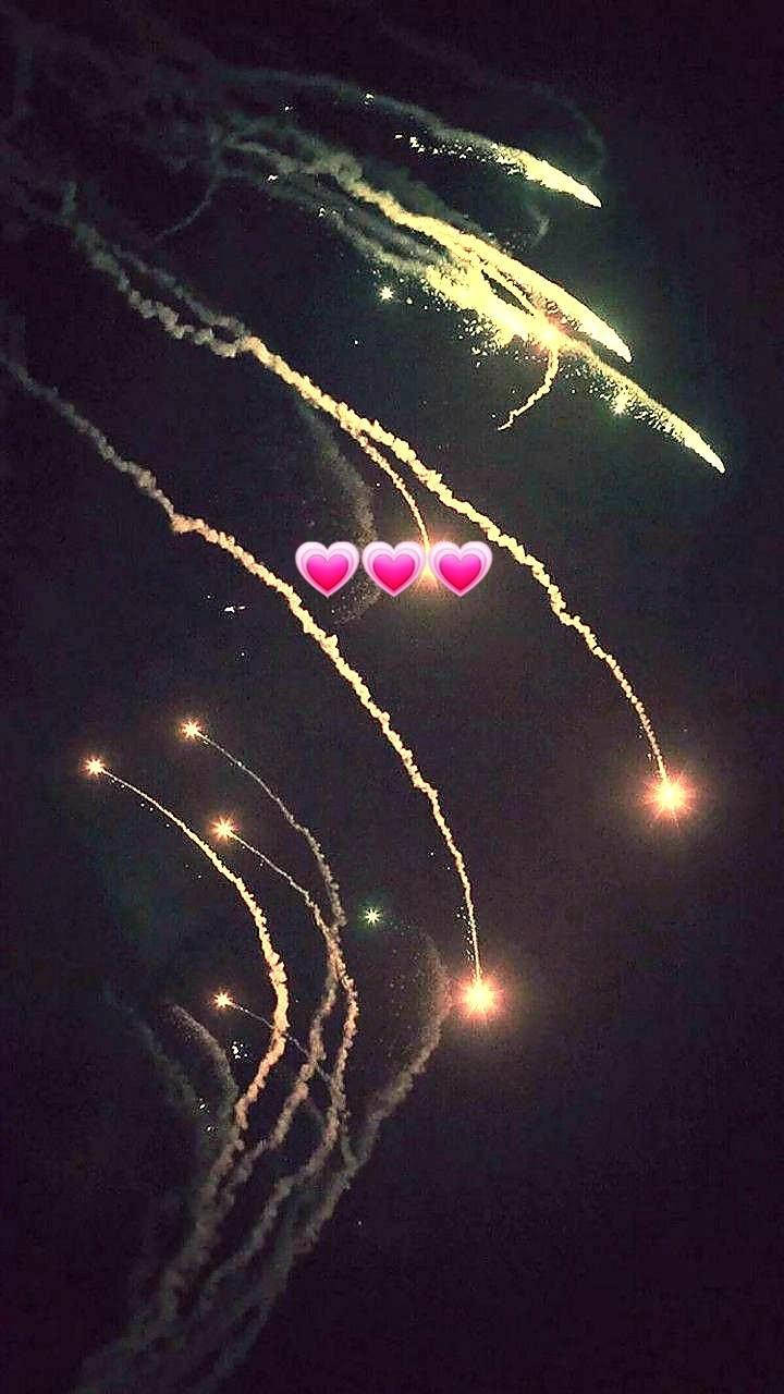 Aesthetic Love, fireworks, pink heart emojis, HD Phone Wallpaper