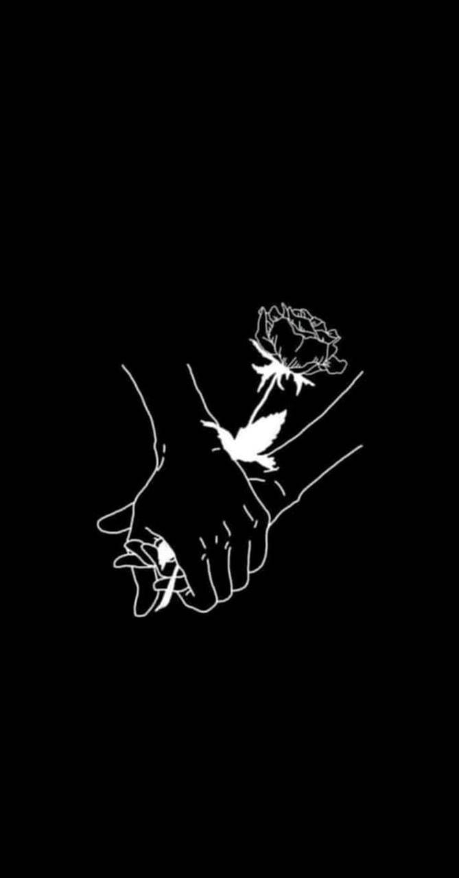 Aesthetic Love, white outlines, hands, HD Phone Wallpaper
