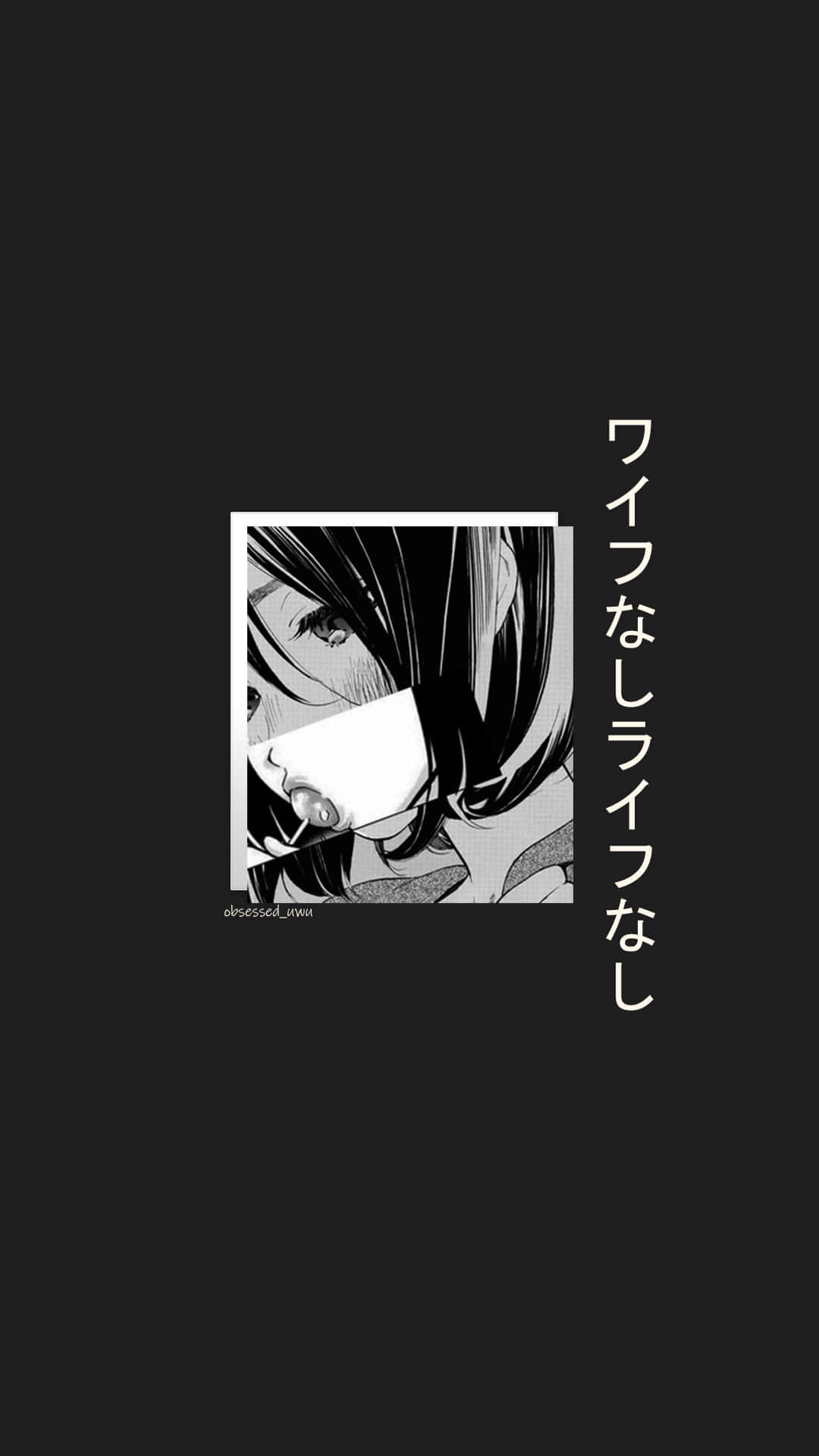 black and white, anime-style portrait, long hair, Full HD Phone Wallpaper