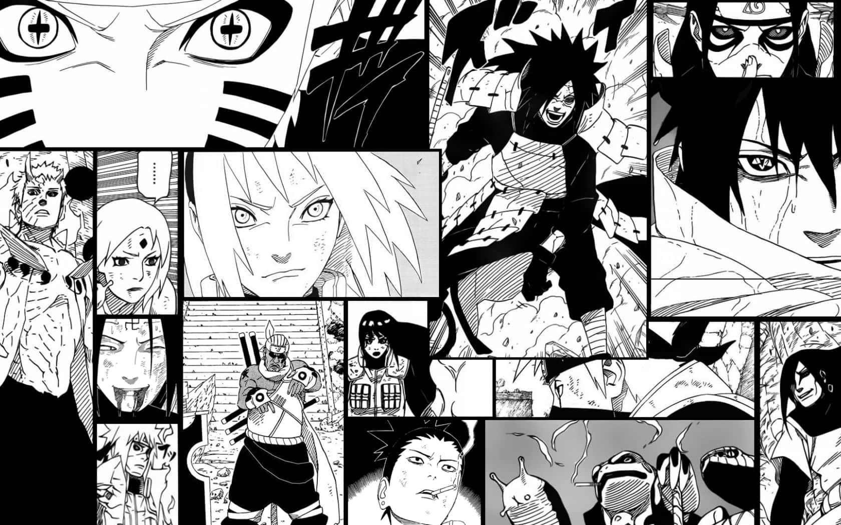 manga book, black and white manga collage, anime characters, HD Desktop Wallpaper