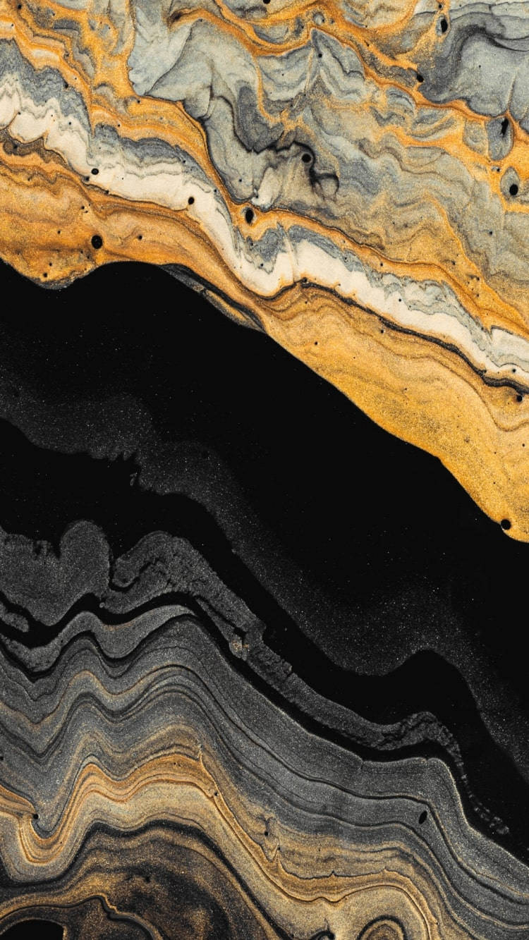 Black And Gold Waves Marble iPhone, gold, gray, HD Phone Wallpaper