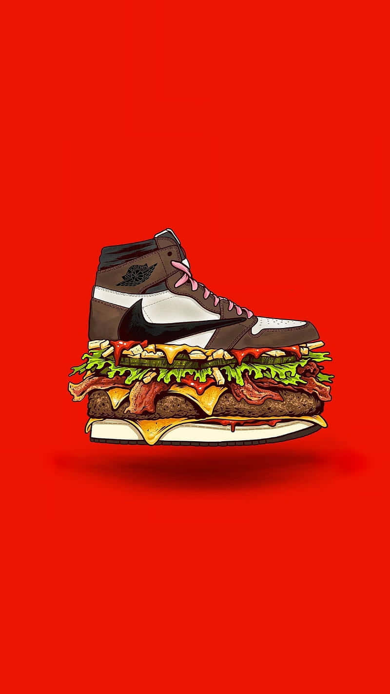 Aesthetic Mcdonalds, cartoon sneaker, juicy burger, HD Phone Wallpaper
