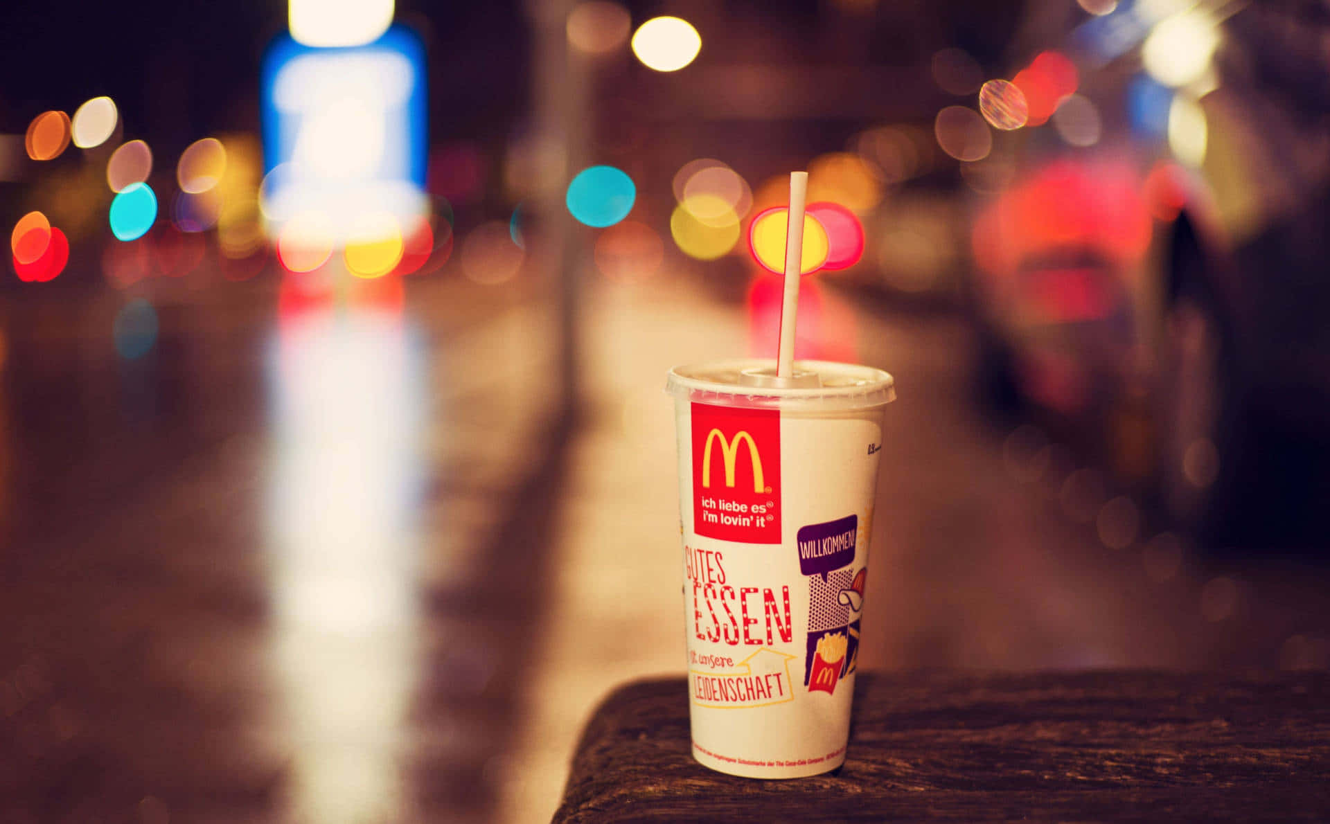 McDonalds, drink cup, straw, Full HD Desktop Wallpaper