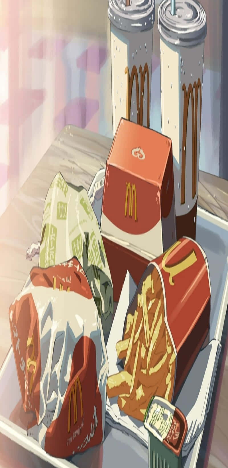 Aesthetic McDonalds, anime-style, tray, HD Phone Wallpaper