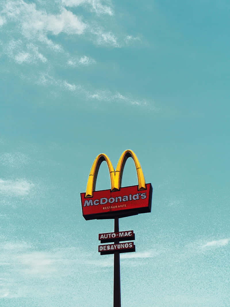 vintage McDonald's sign, yellow arches, red background, SD Phone Wallpaper