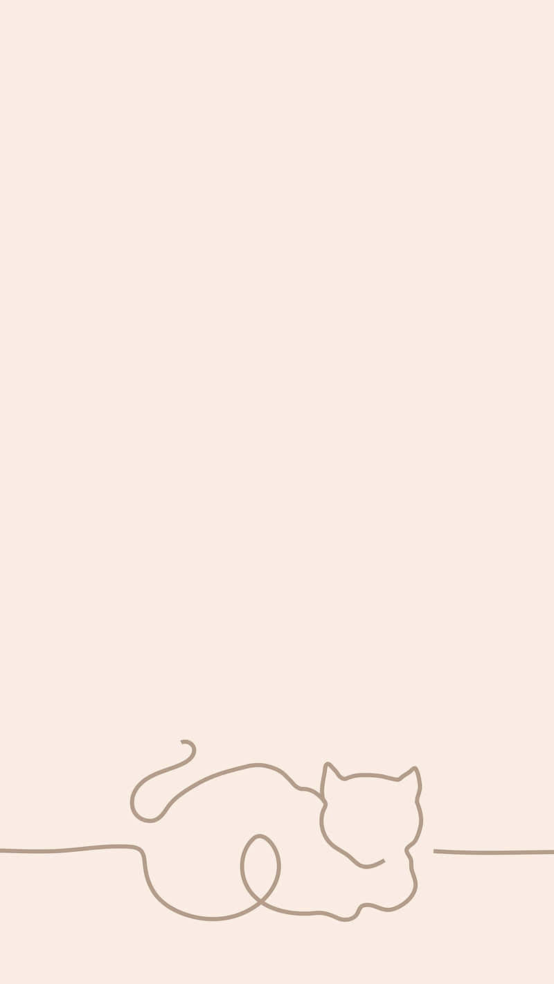 minimalist, single-line drawing, curled sleeping cat, HD Phone Wallpaper
