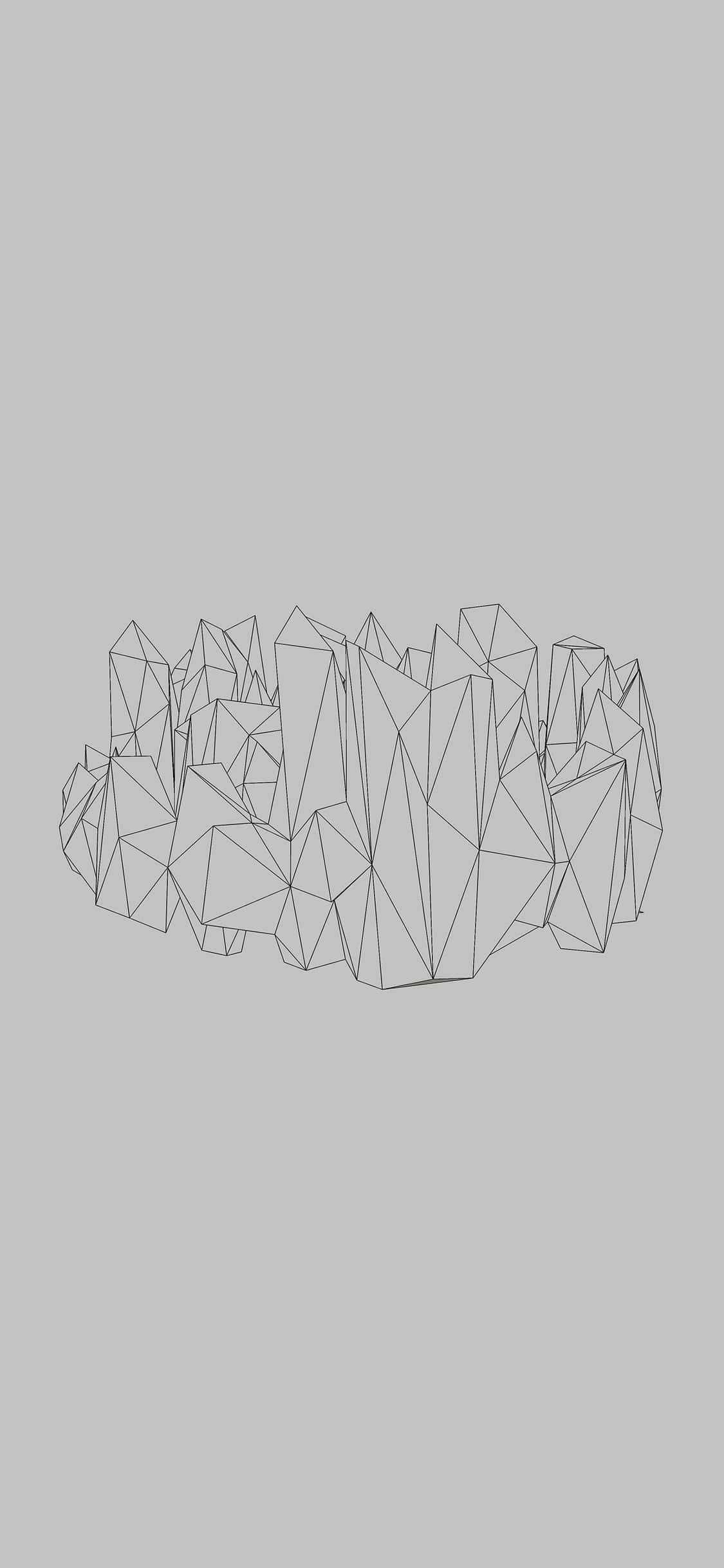 minimalist geometric crystal cluster, thin black lines, solid gray background, Full HD Phone Wallpaper