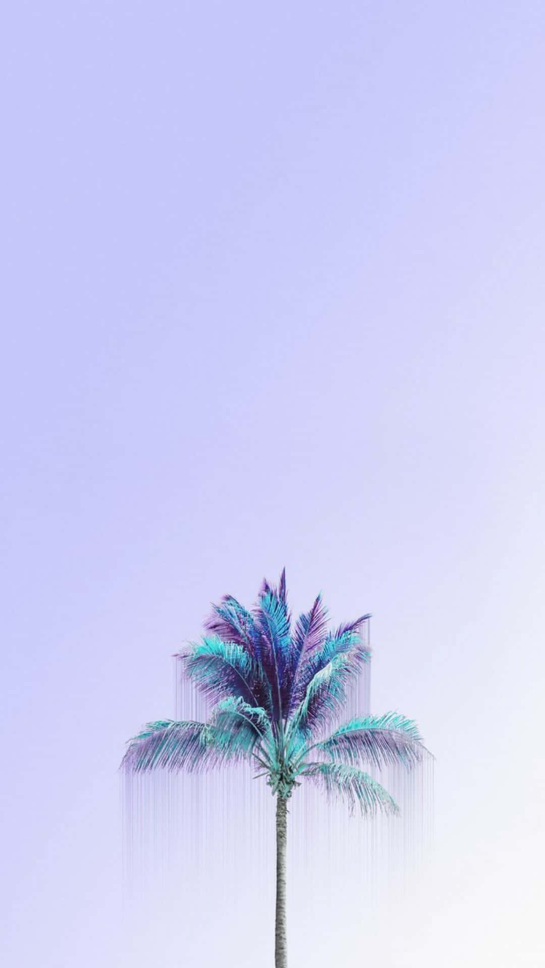 palm tree, iridescent blue and purple fronds, soft lavender sky, HD Phone Wallpaper