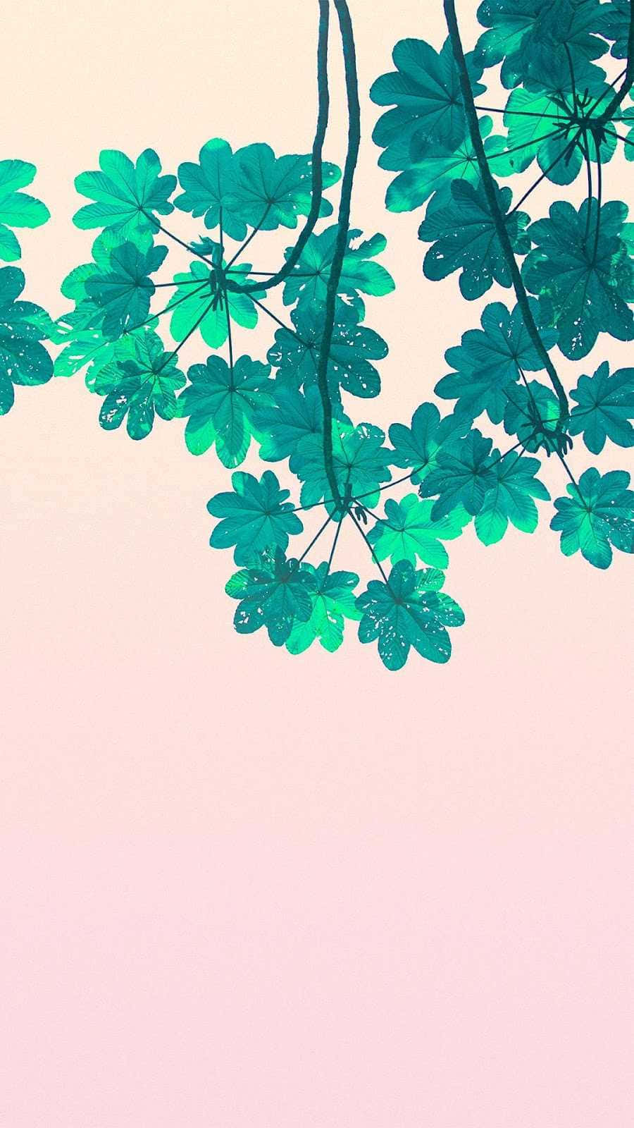 teal, pink sky, botanical illustration, HD Phone Wallpaper