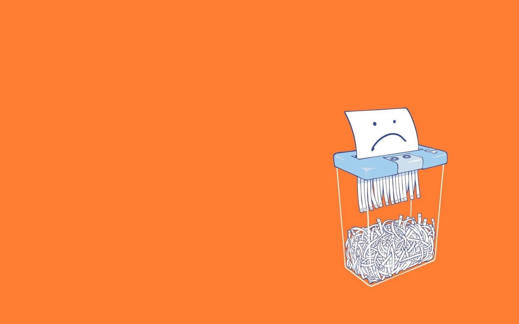 Aesthetic Minimalist, blue paper shredder, solid orange background, HD Desktop Wallpaper