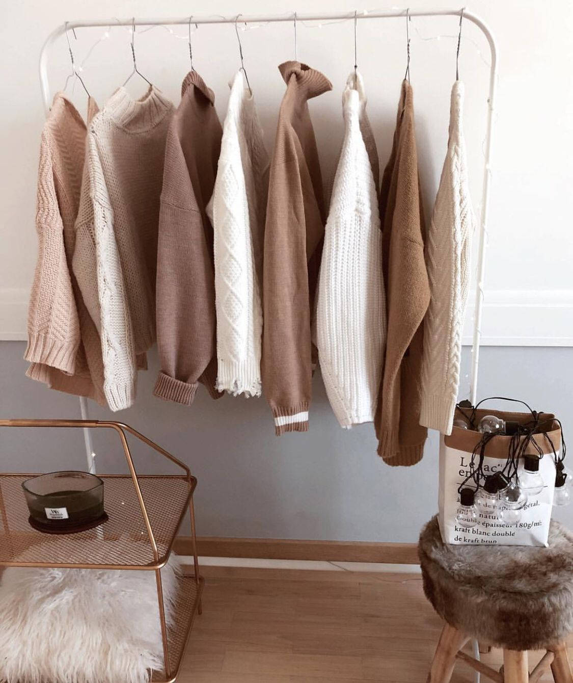 aesthetic minimalist clothes rack, beige, cream, HD Phone Wallpaper