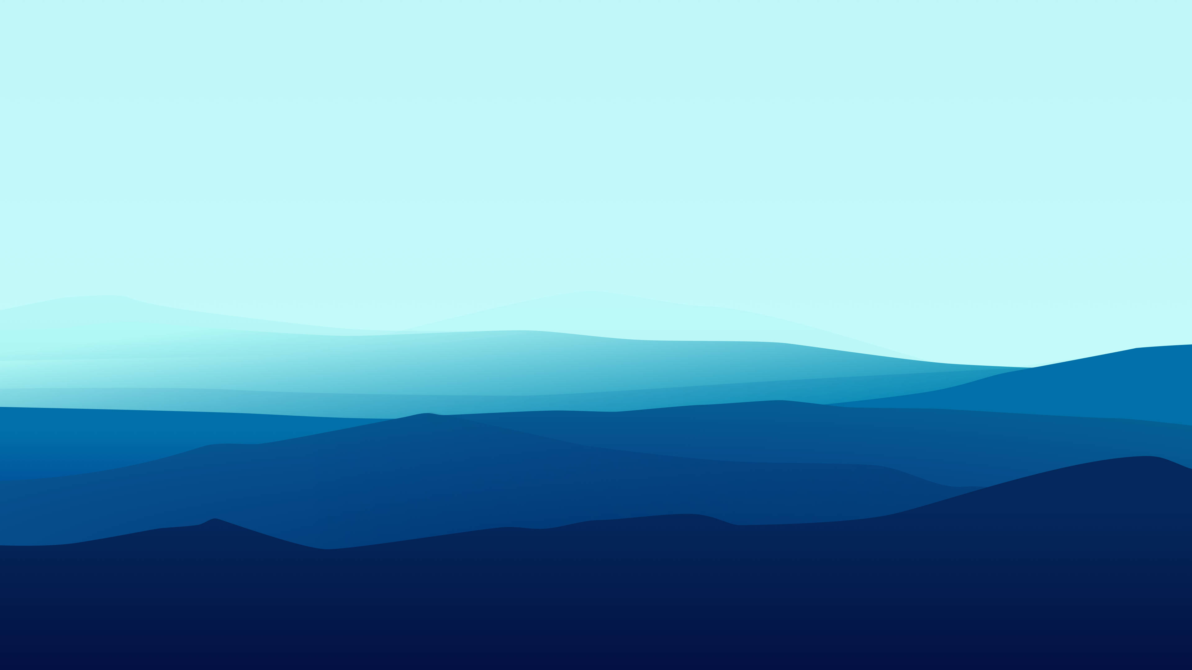 Aesthetic Minimalist, blue mountains, layered mountain ranges, 4K Desktop Wallpaper