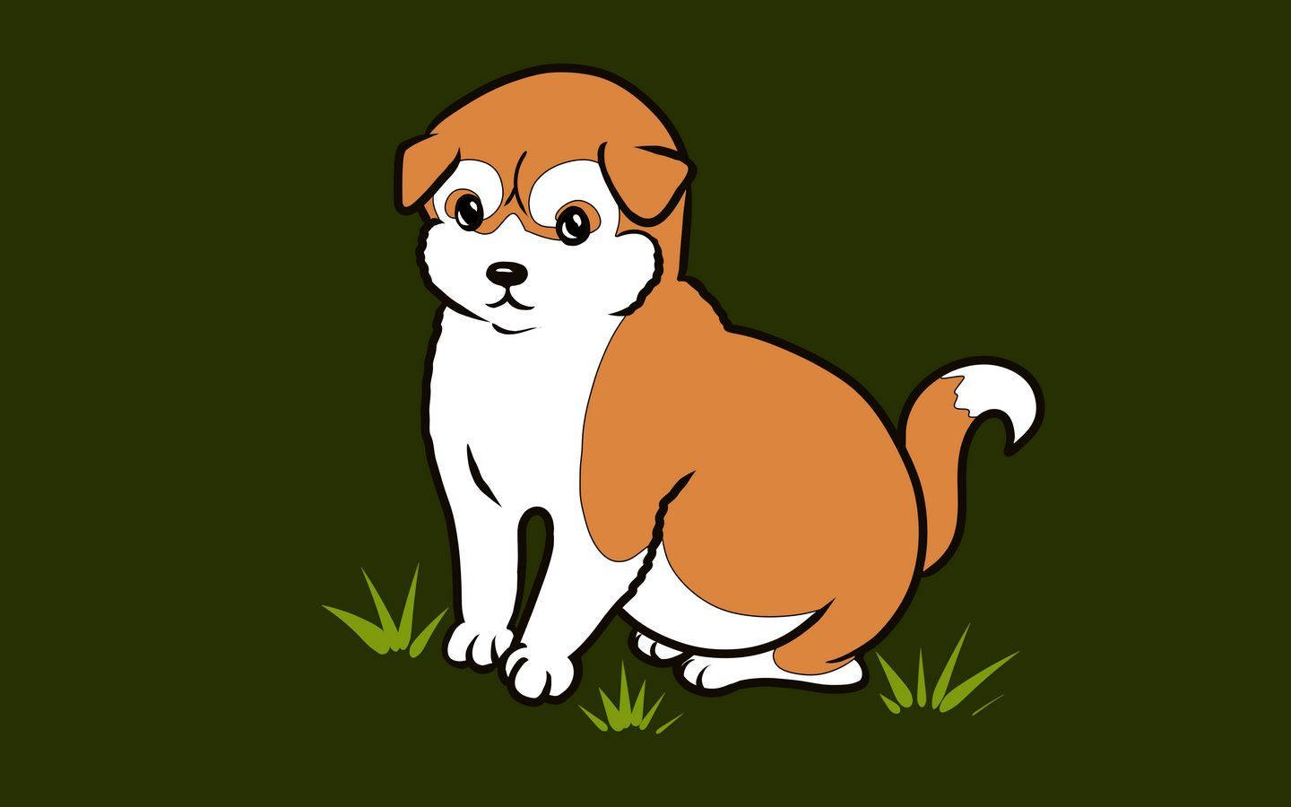 Aesthetic Minimalist, cartoon puppy, brown and white fur, HD Desktop Wallpaper