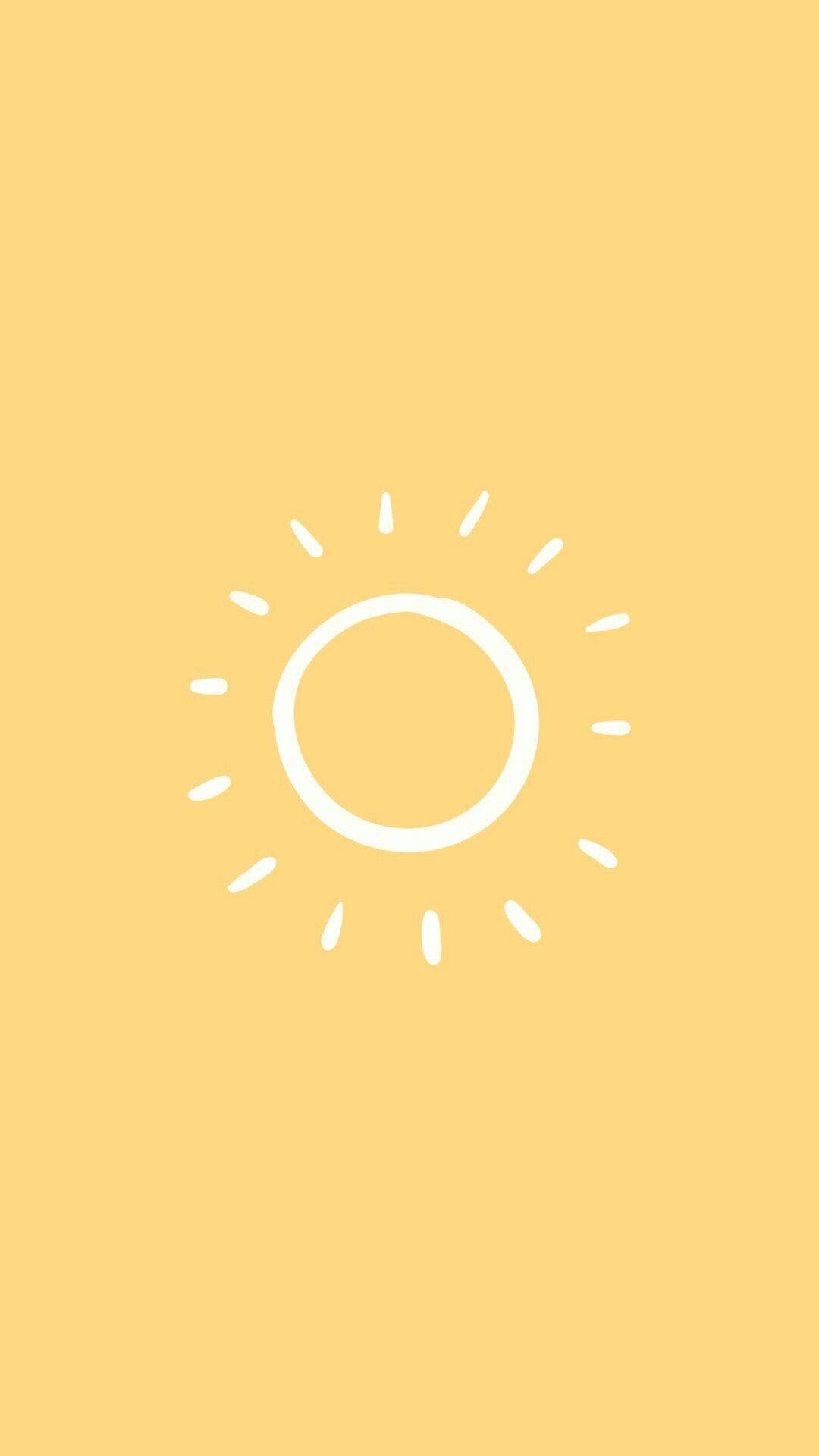 aesthetic minimalist, sun icon, short rays, Full HD Phone Wallpaper
