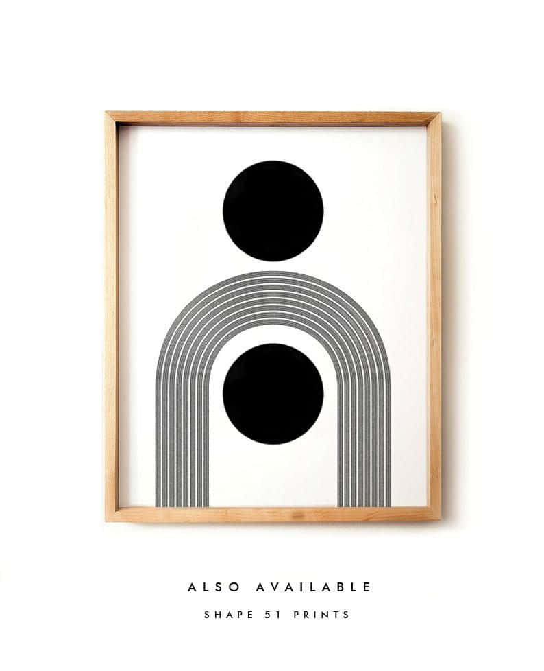 light wood frame, two black circles, concentric gray arches, SD Phone Wallpaper