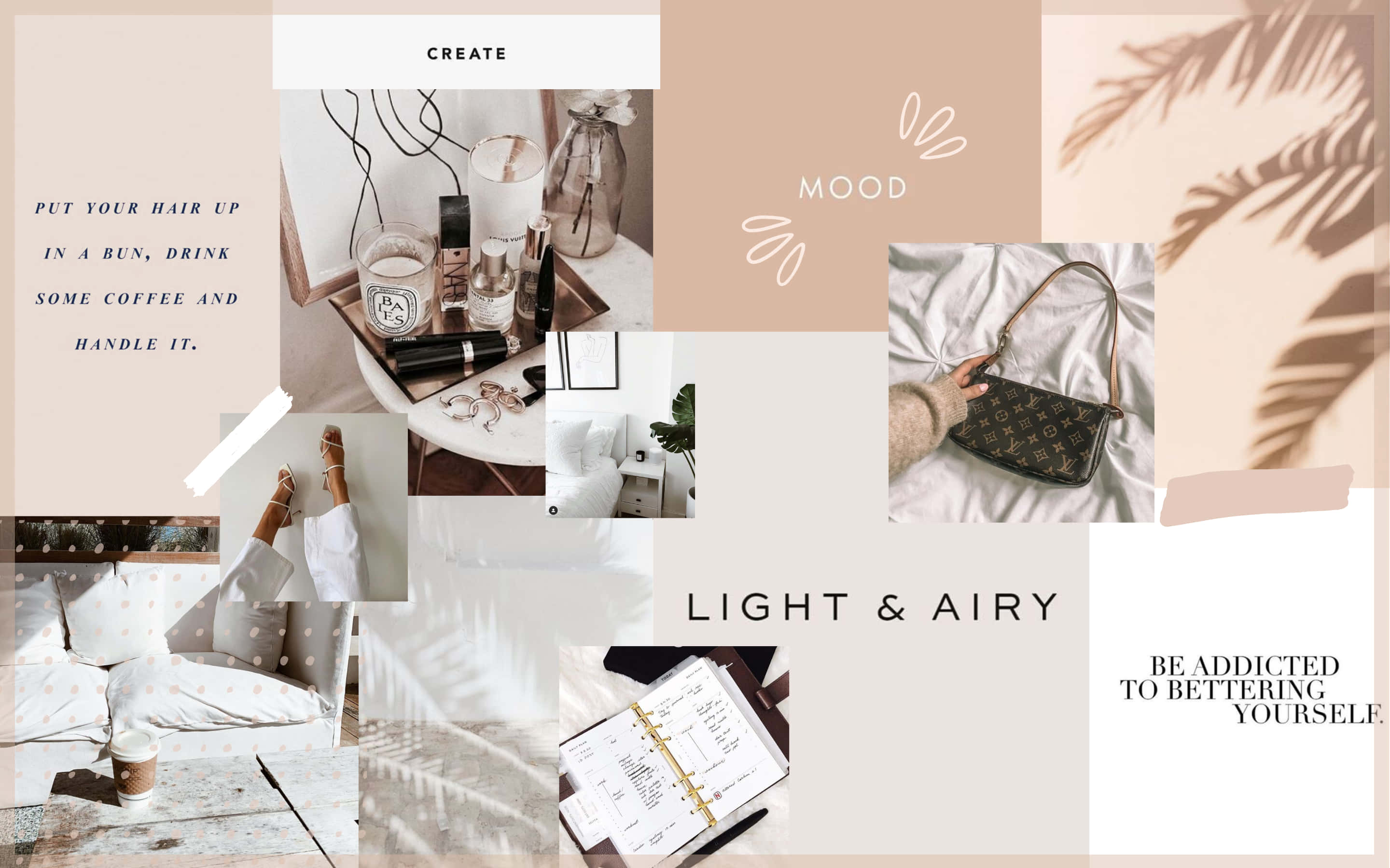 pastel-toned, lifestyle moments, coffee candles, 2K Desktop Wallpaper