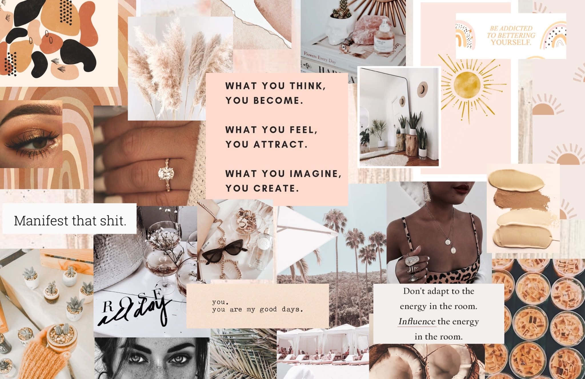 Aesthetic Moodboard, pastel-toned, lifestyle images, Full HD Desktop Wallpaper