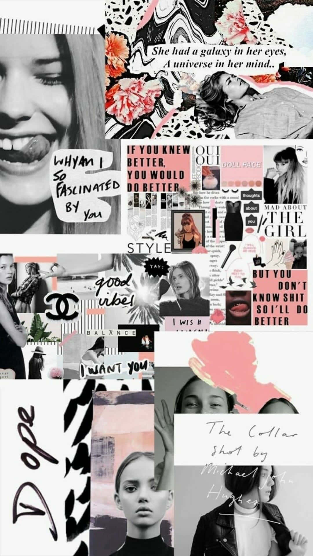 Aesthetic Vibe Moodboard, pink, black, Full HD Phone Wallpaper
