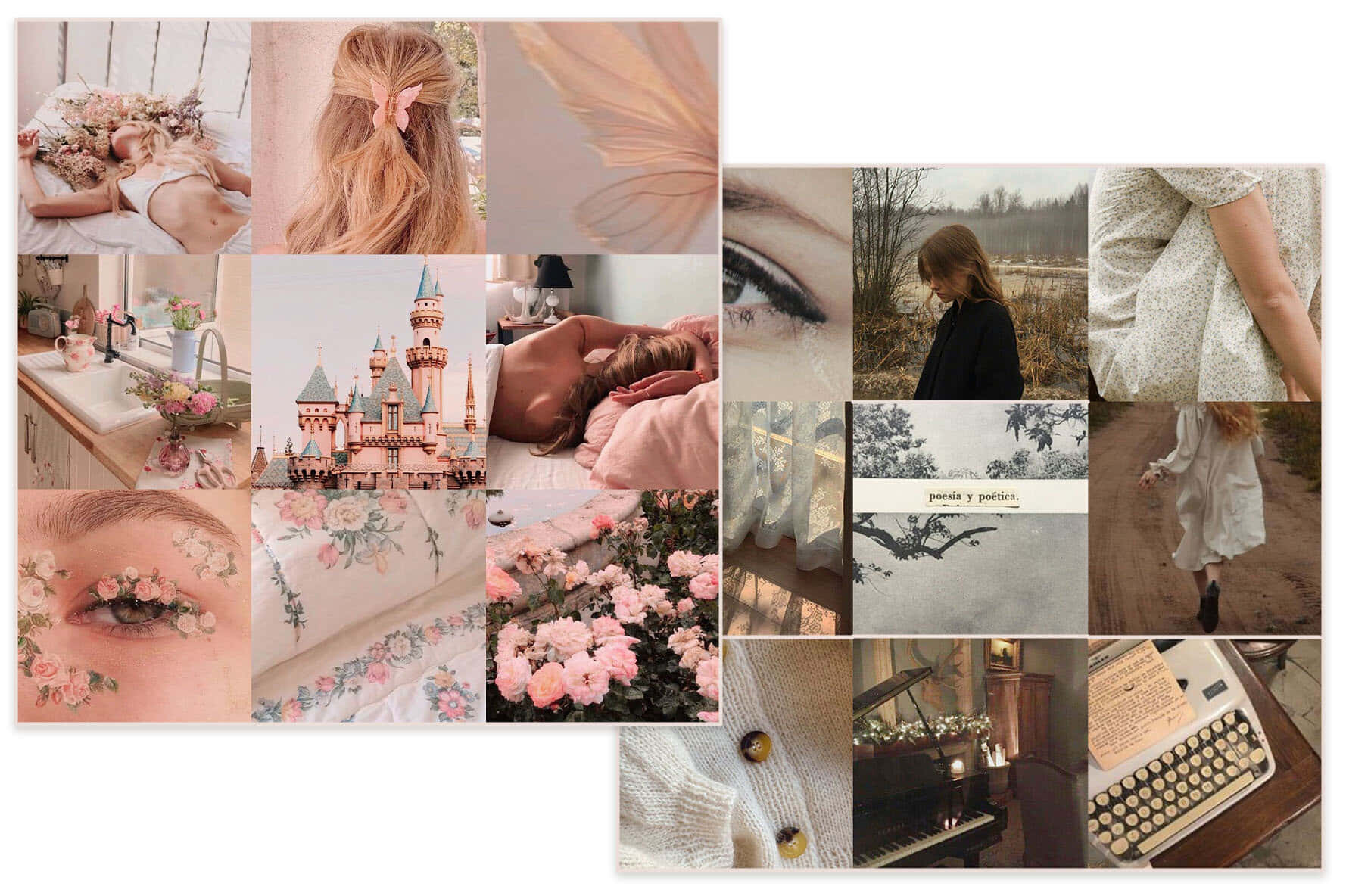 pastel collage, sleeping girl, castle, HD Desktop Wallpaper