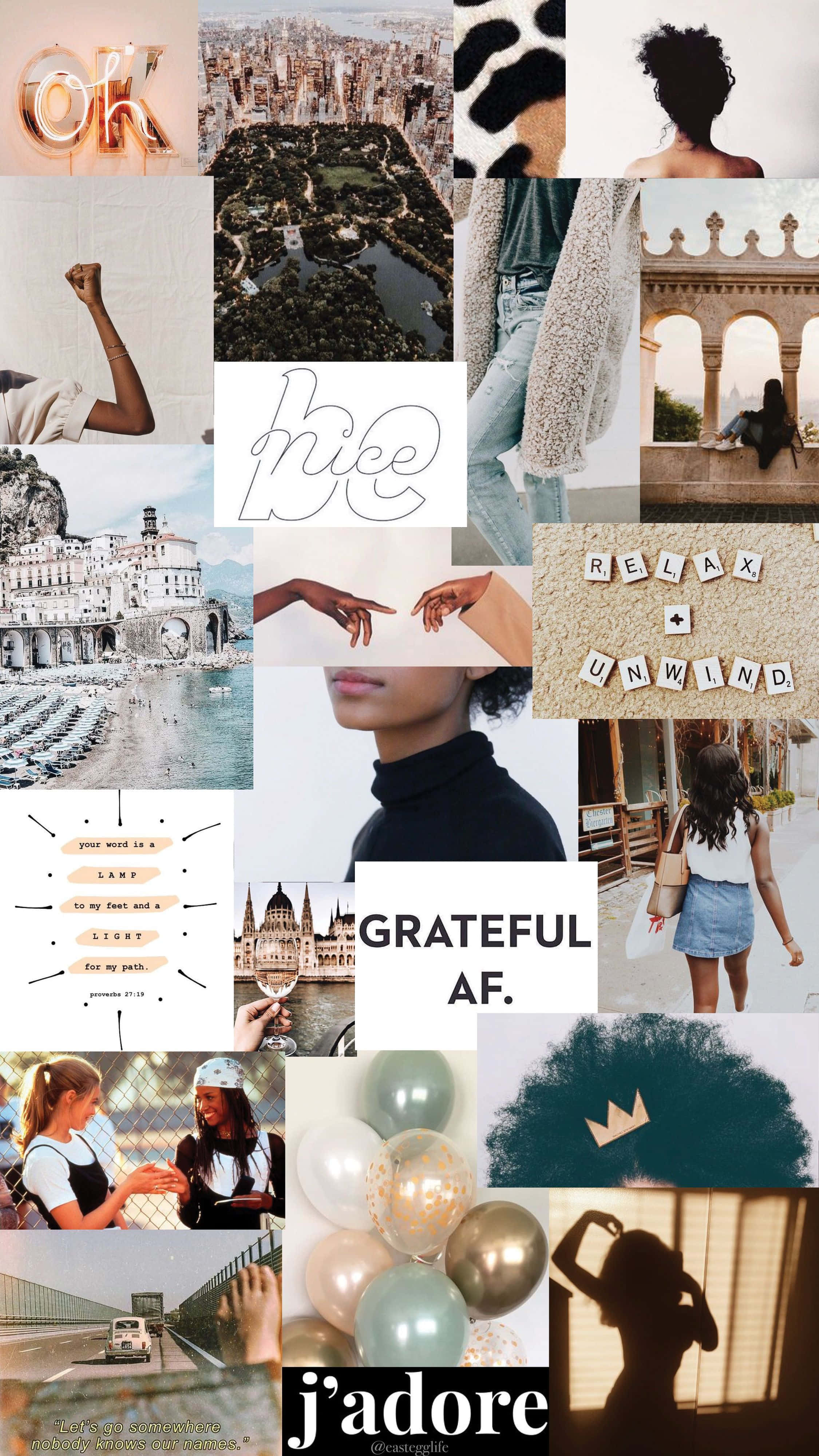 Aesthetic Moodboard, cityscapes, people, 4K Phone Wallpaper