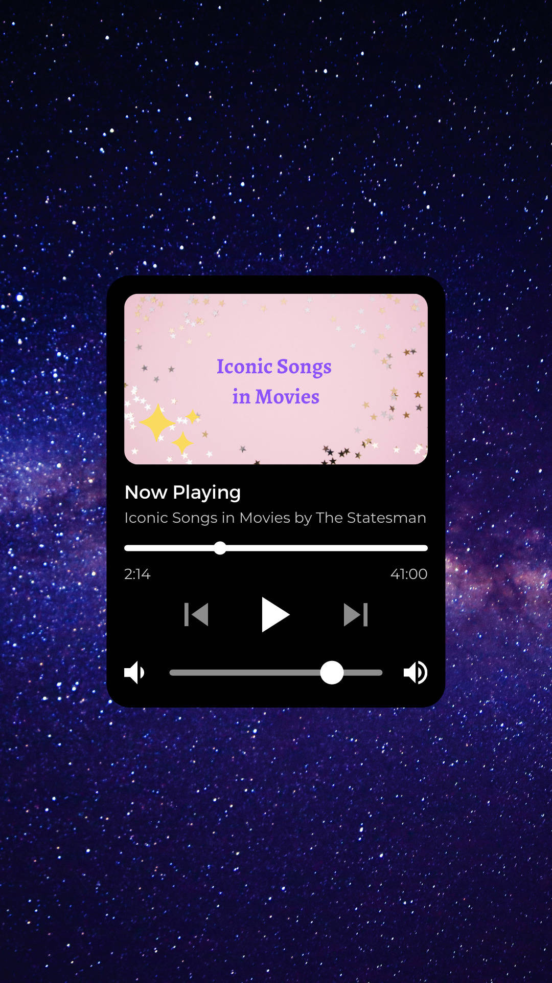 Aesthetic Music, music player interface, vibrant starry night sky, Full HD Phone Wallpaper