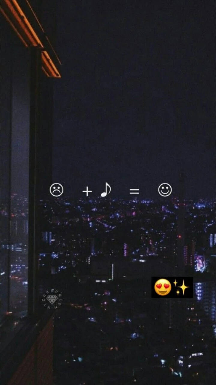 nighttime cityscape, high-rise window, emoji overlay, HD Phone Wallpaper
