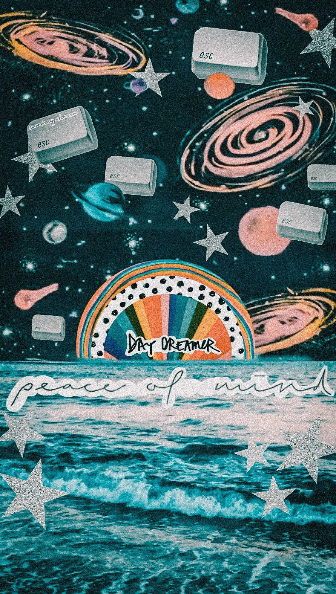 Planets And Stars Tumblr Aesthetic, surreal cosmic wallpaper, ocean waves, Full HD Phone Wallpaper
