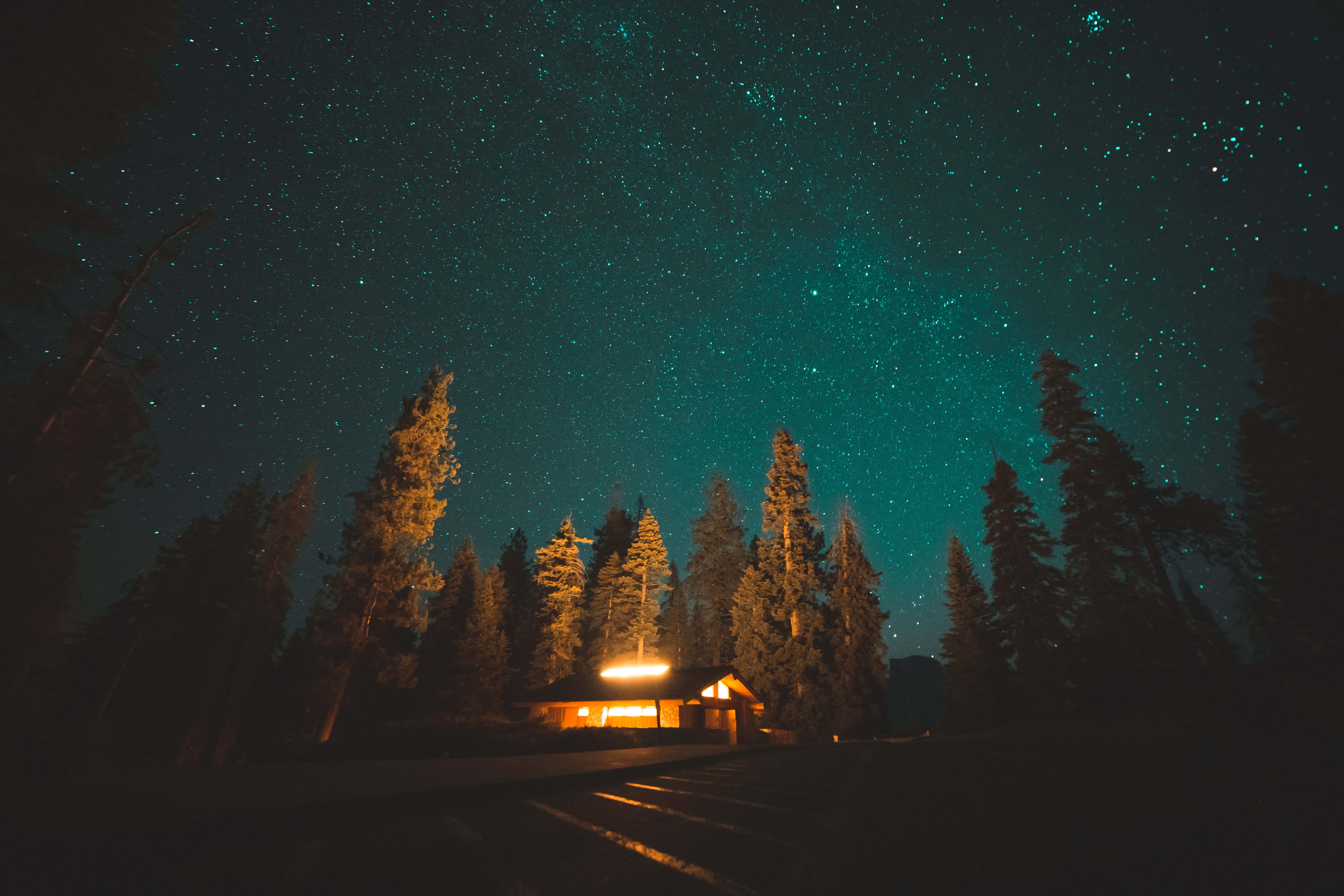Aesthetic Night Sky, teal, starry night sky, 5K Desktop Wallpaper