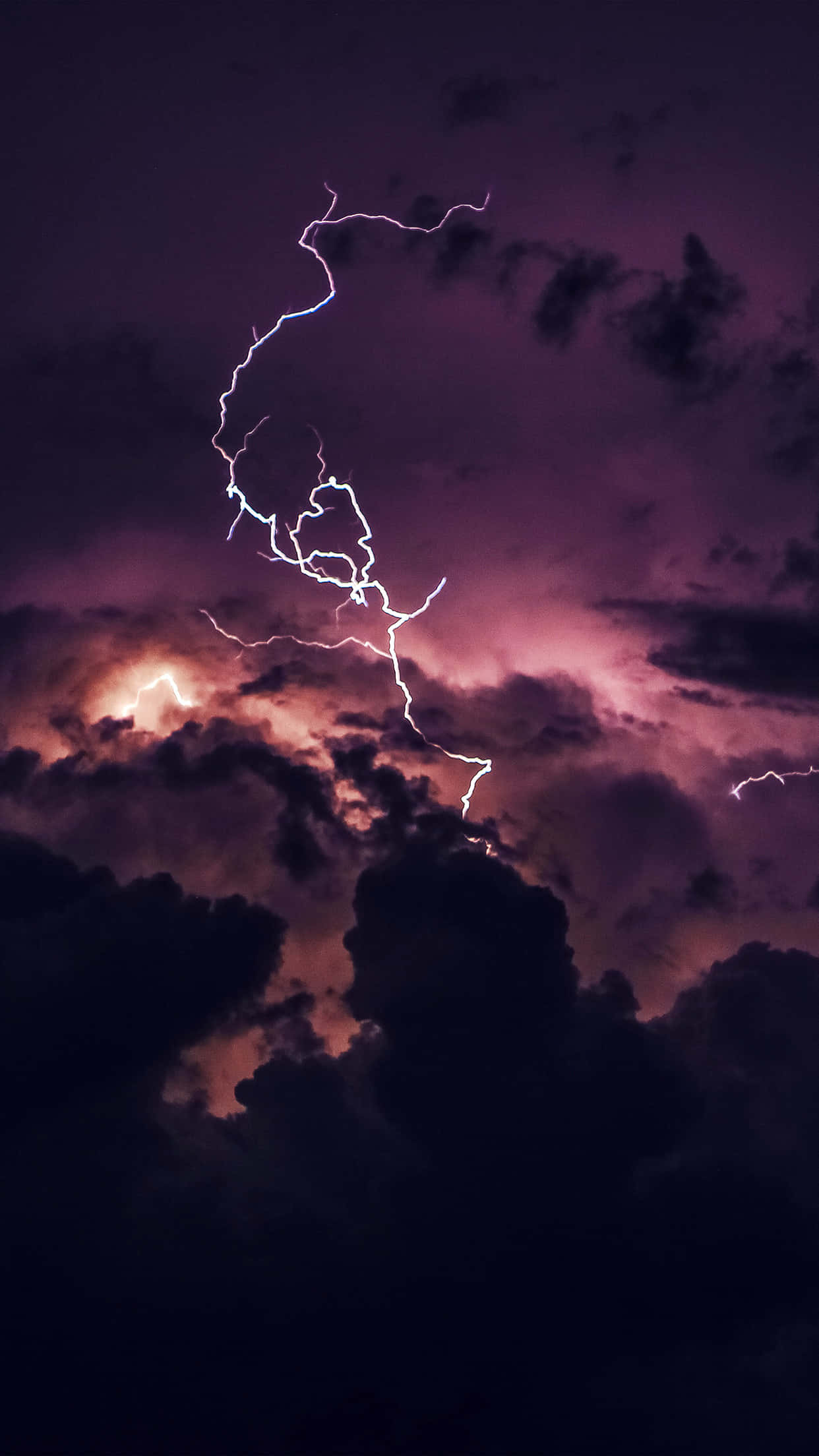 Aesthetic Night Sky, lightning, turbulent purple and pink storm sky, Full HD Phone Wallpaper