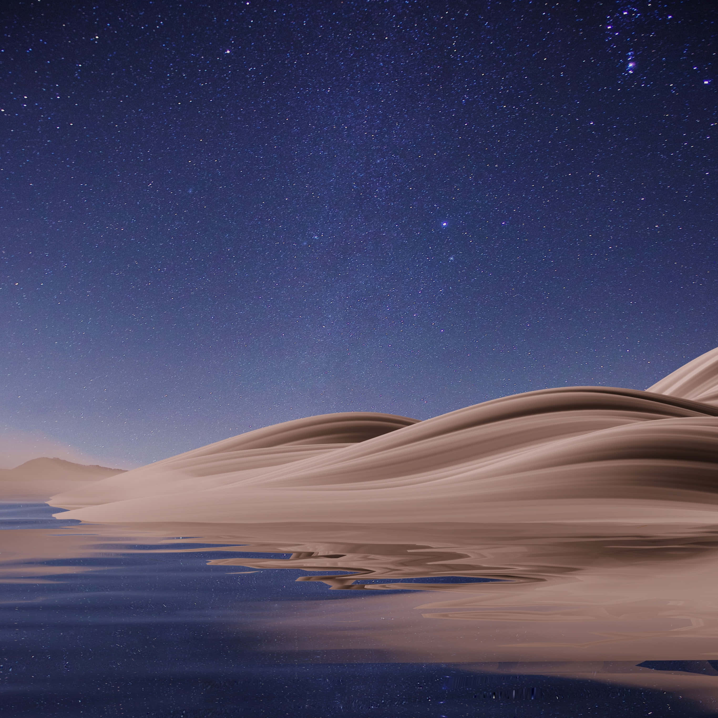 Aesthetic Night Sky, starry night sky, calm water, 2K Desktop Wallpaper