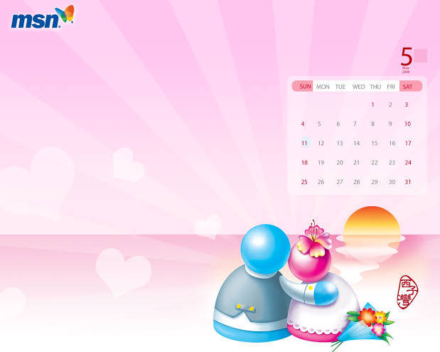 Capacious Starlit Night Sky, pink gradient, cartoon couple, SD Desktop Wallpaper
