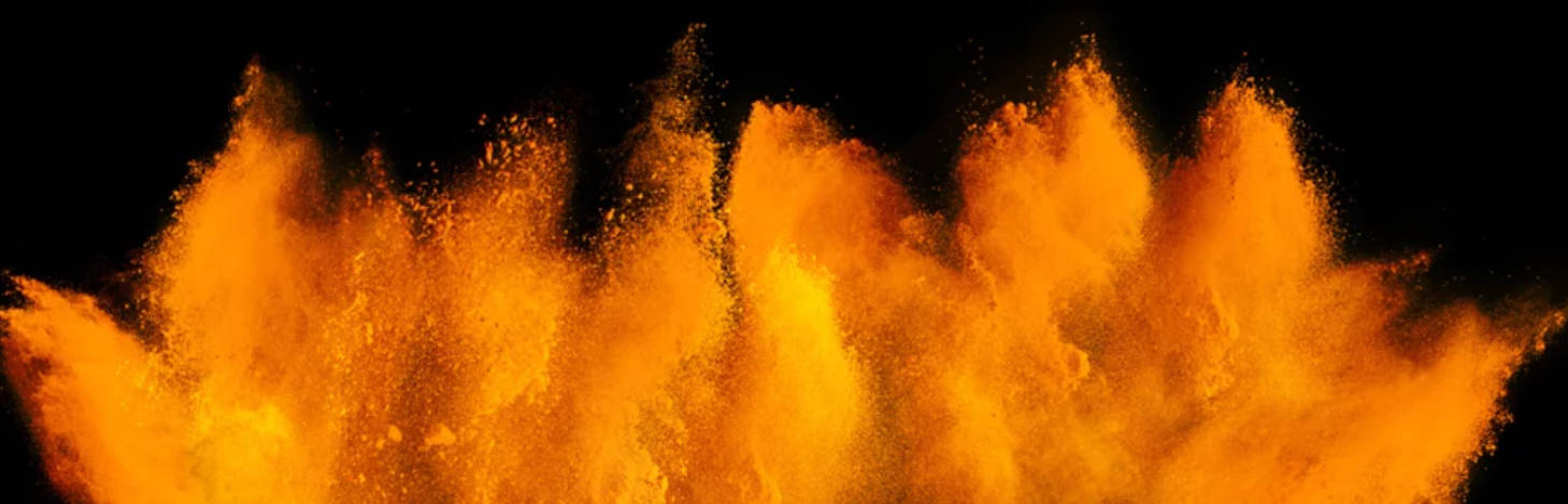 vibrant orange powder, stark black background, frozen burst of motion, HD Desktop Wallpaper