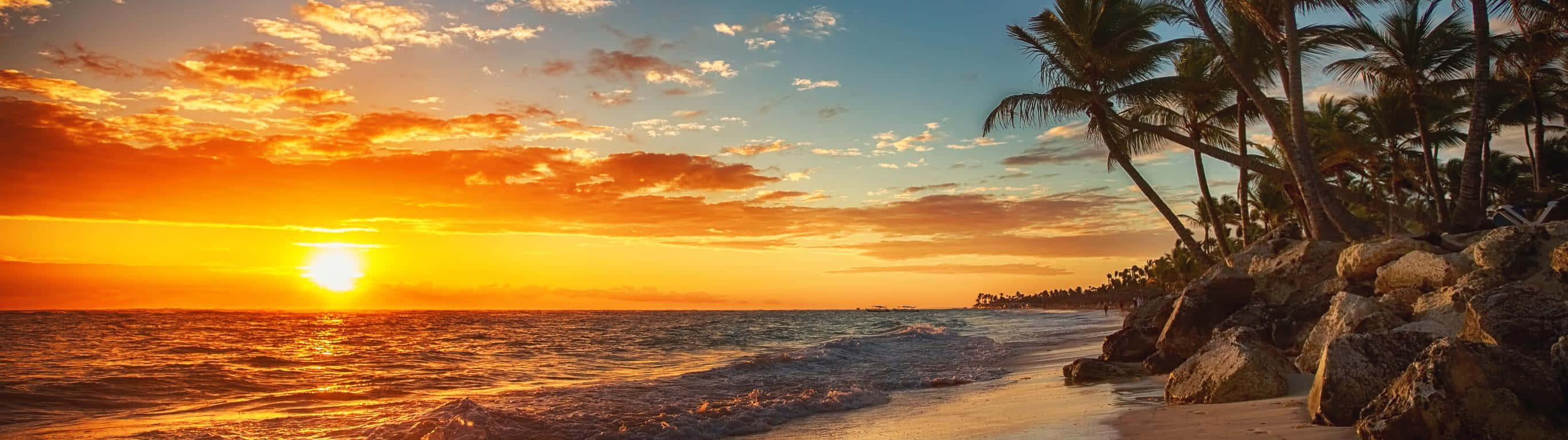 sunset, ocean, orange, 2K Desktop Wallpaper