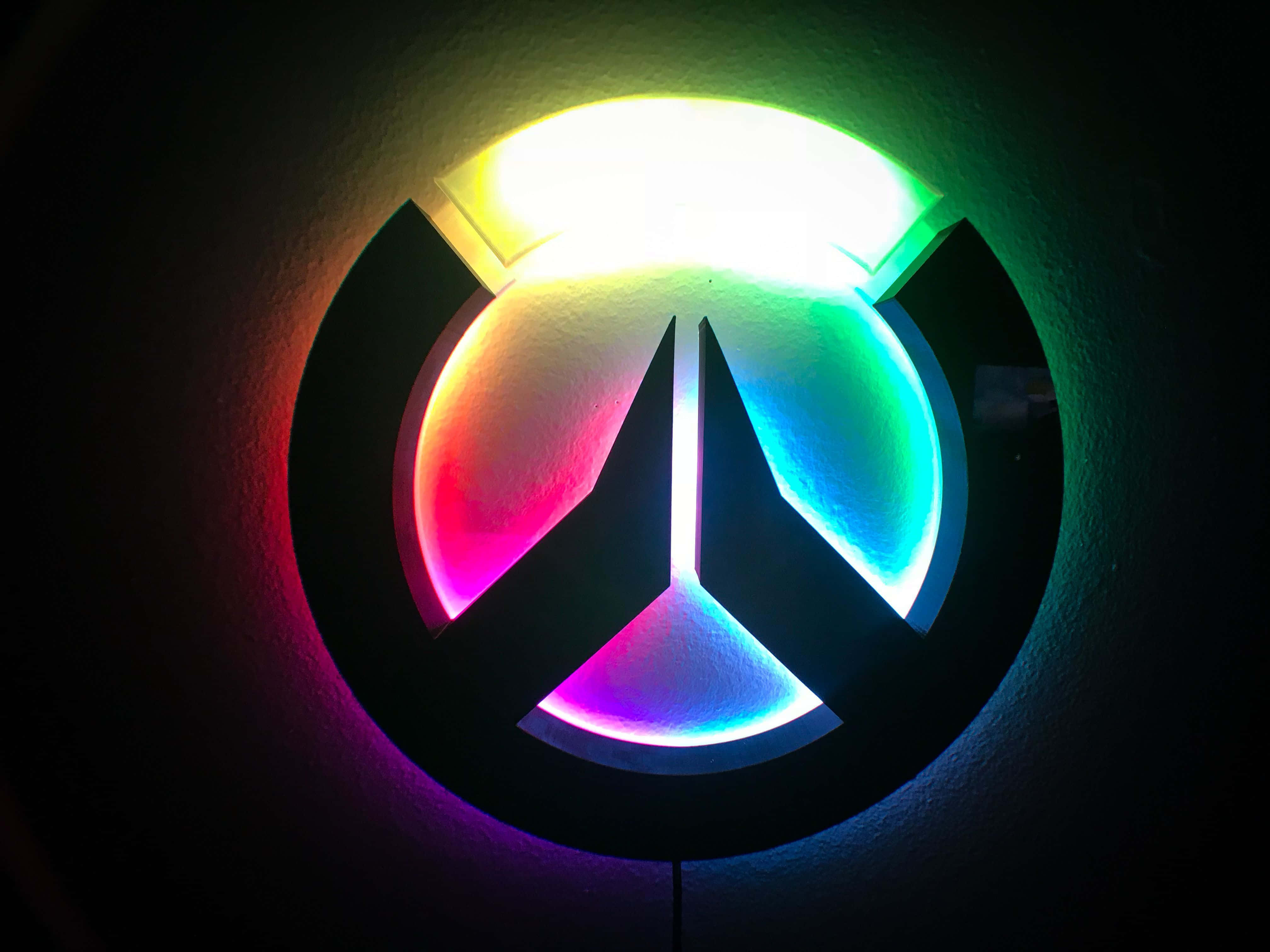 Aesthetic Overwatch, Overwatch logo, rainbow-lit, 4K Desktop Wallpaper