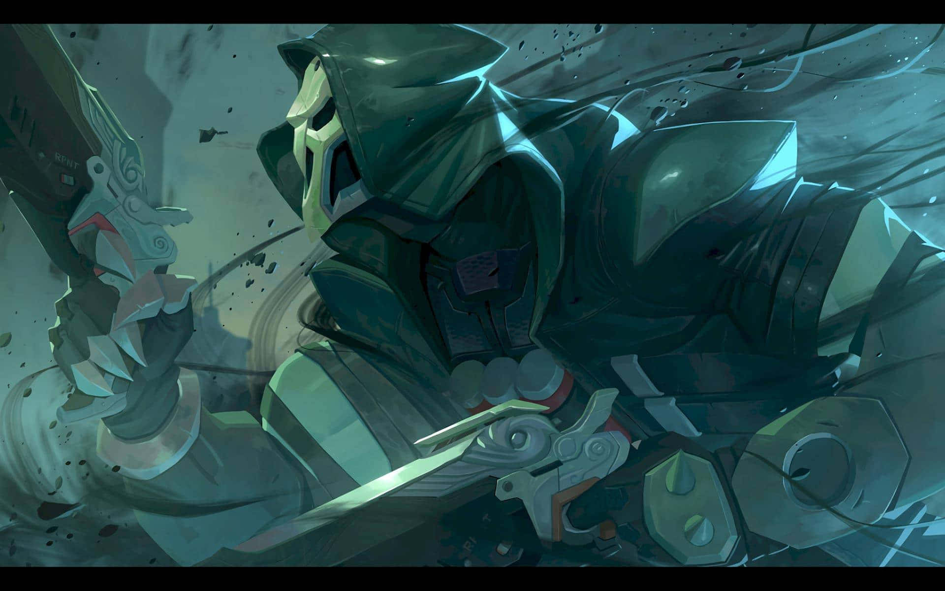 Aesthetic Overwatch, cloaked armored warrior, glowing eyes, Full HD Desktop Wallpaper