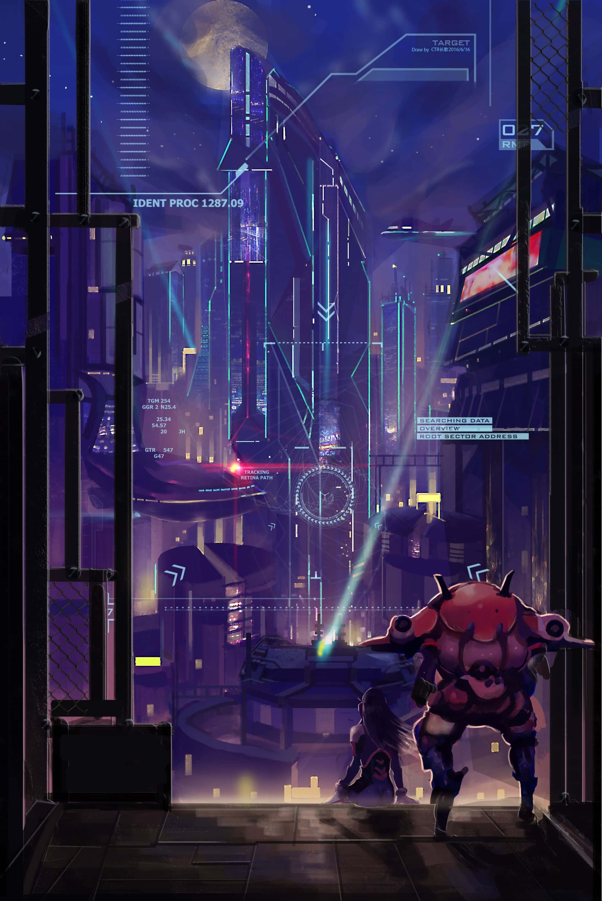 Aesthetic Overwatch, futuristic cityscape, night, 2K Phone Wallpaper