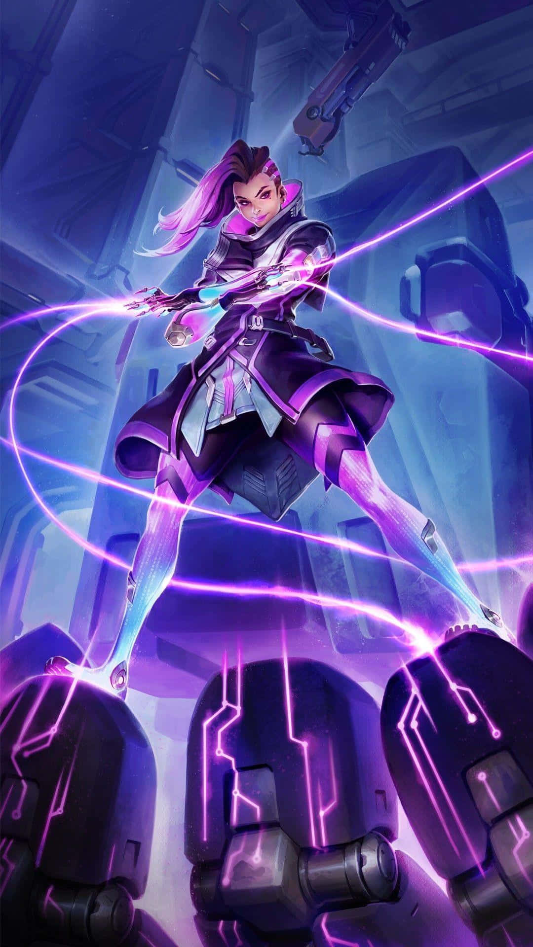 Aesthetic Overwatch, cyberpunk arena, neon-lit, Full HD Phone Wallpaper