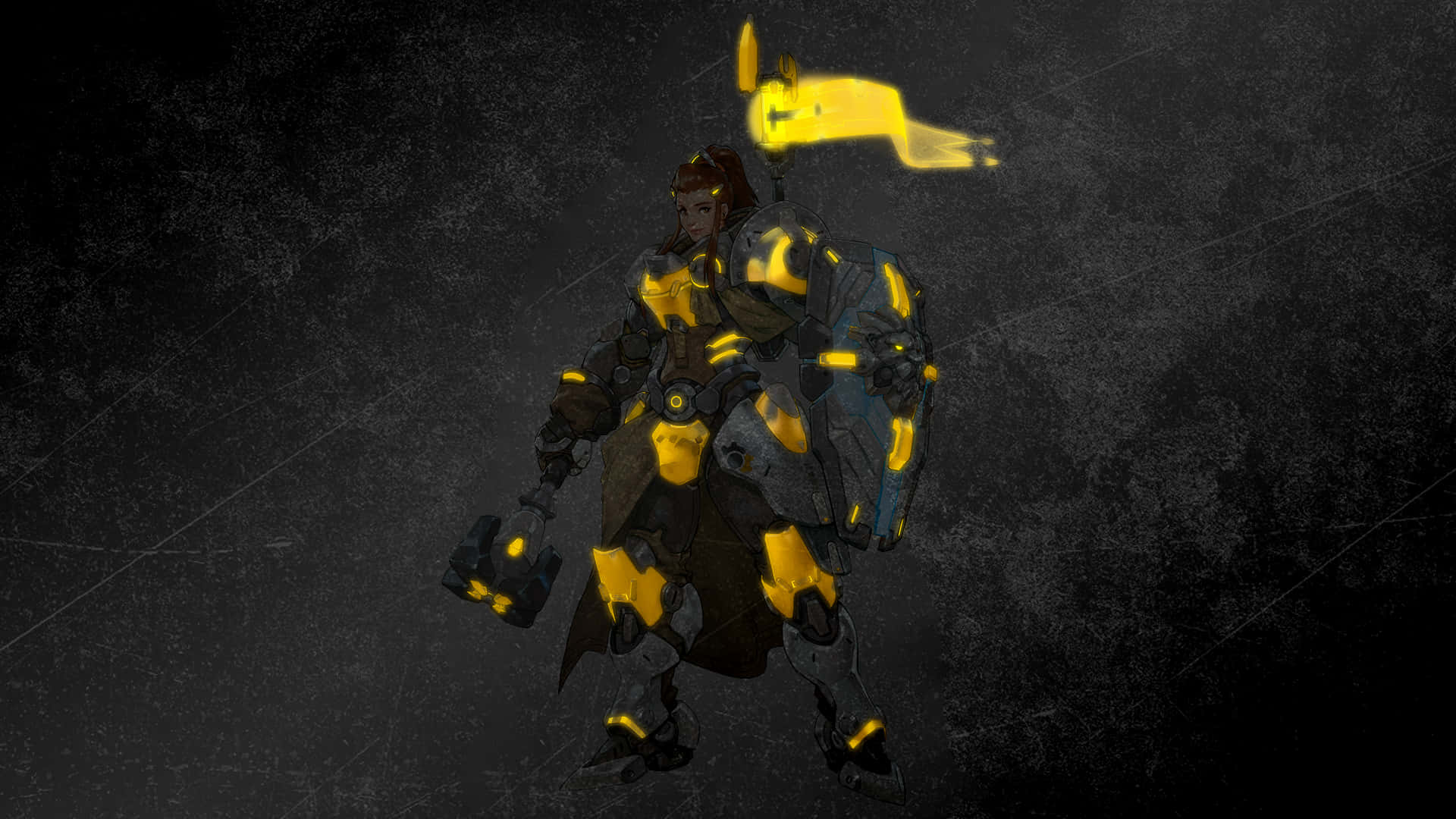 Overwatch, glowing yellow, dark gray, Full HD Desktop Wallpaper