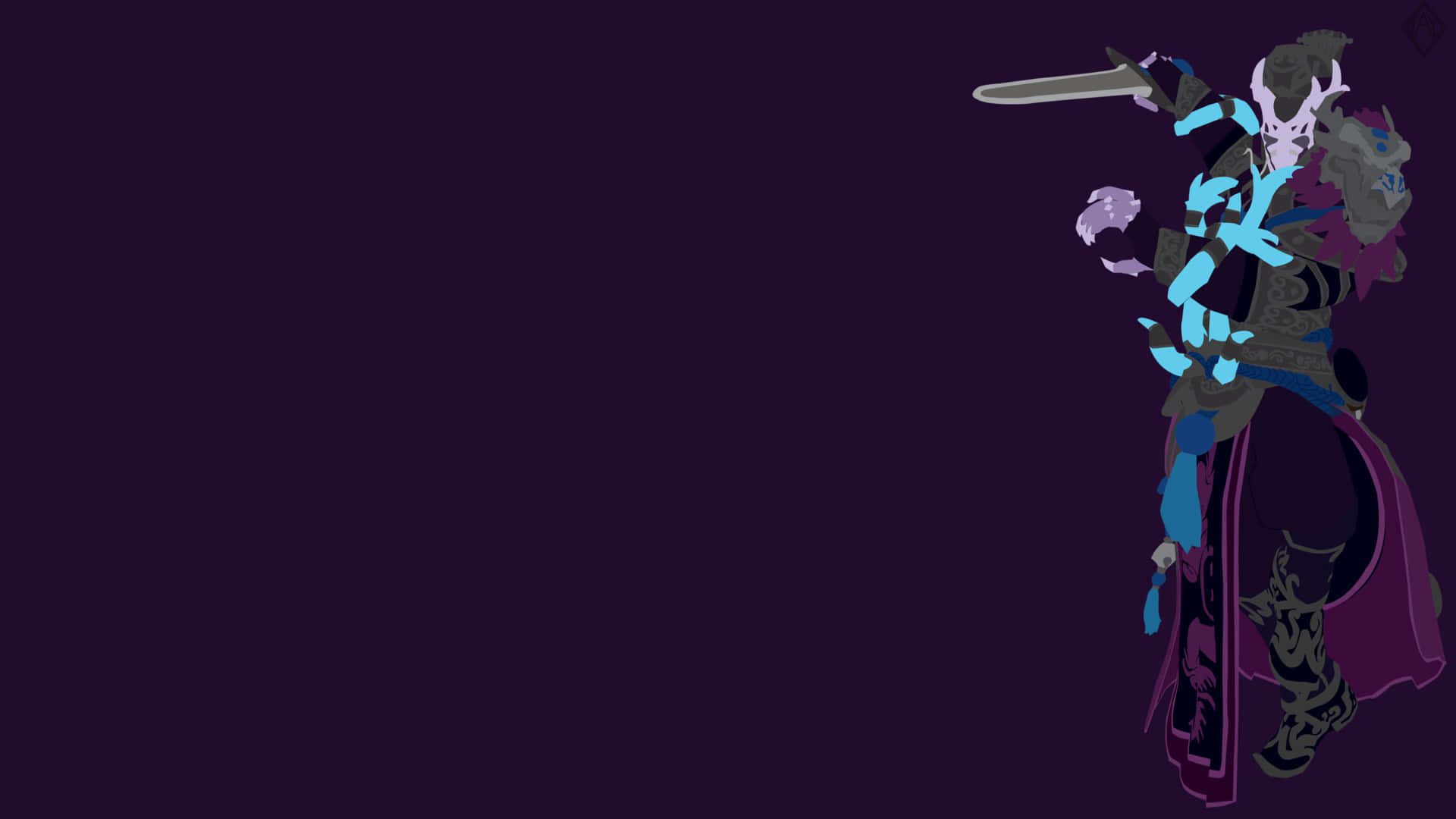 Overwatch Minimalist, glowing blue energy, purple cape, Full HD Desktop Wallpaper